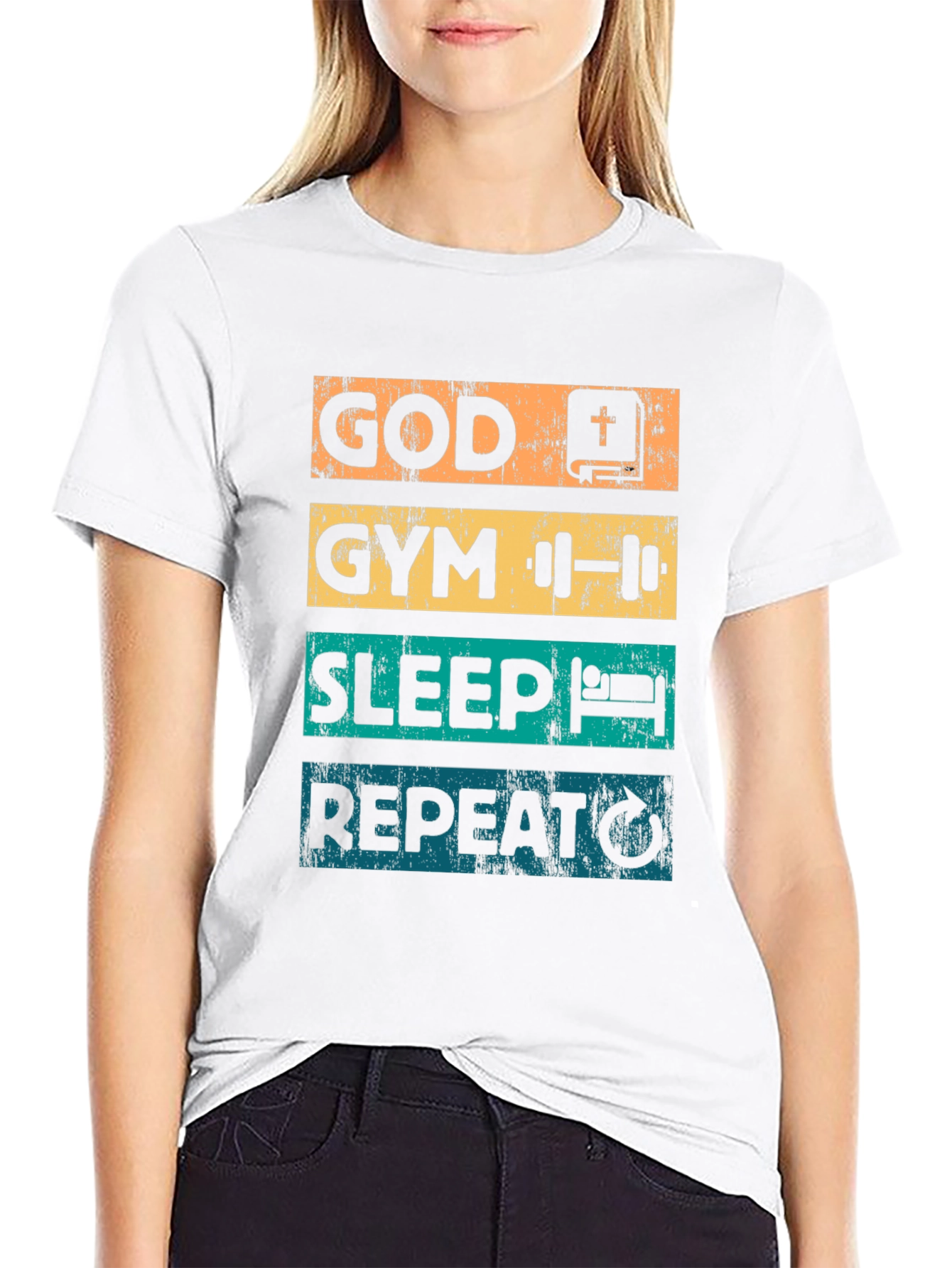 God Gym Sleep Repeat T-Shirt - Fitness Lifestyle Tee - 9