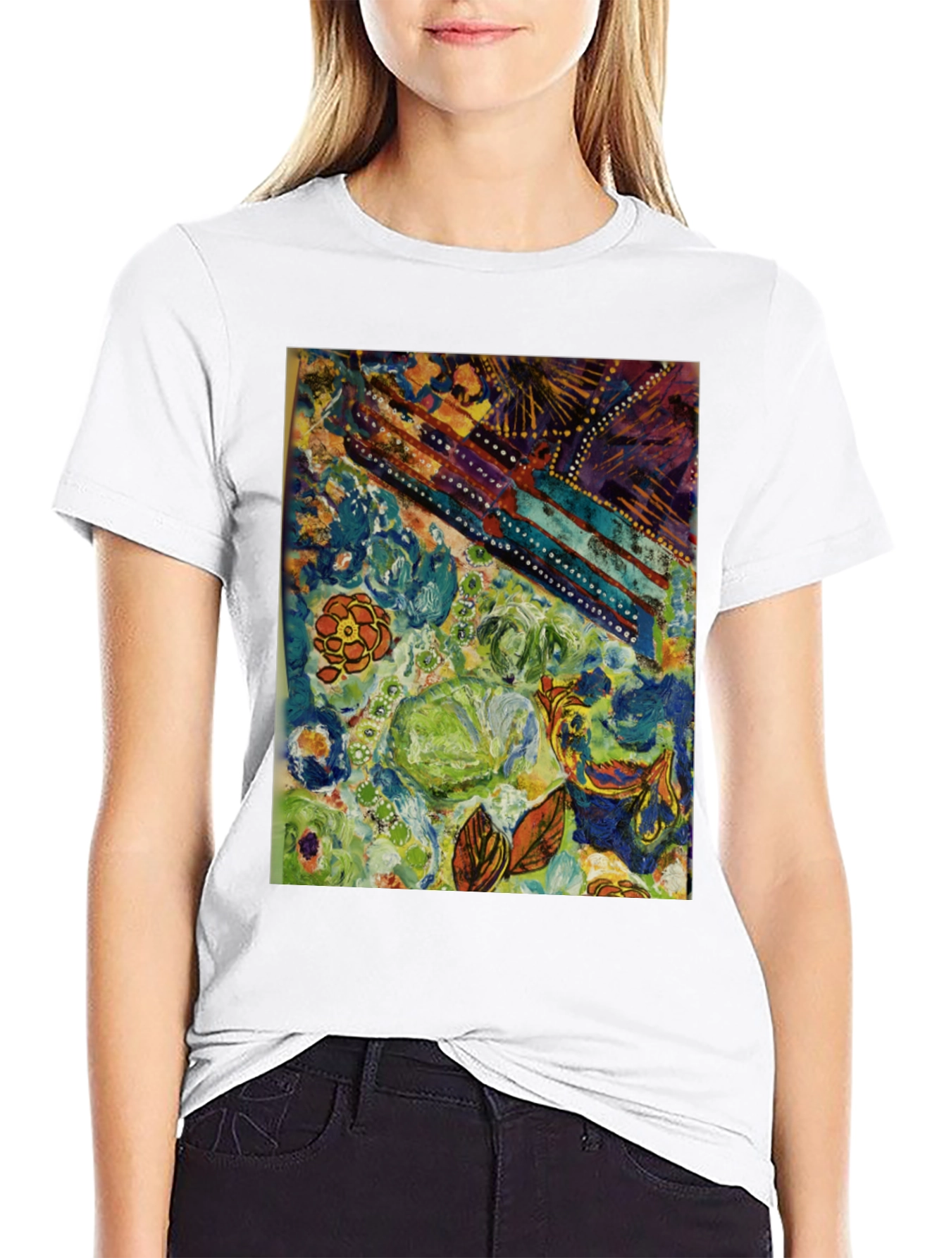 Black Abstract Floral T-Shirt - Artistic Expression view 9