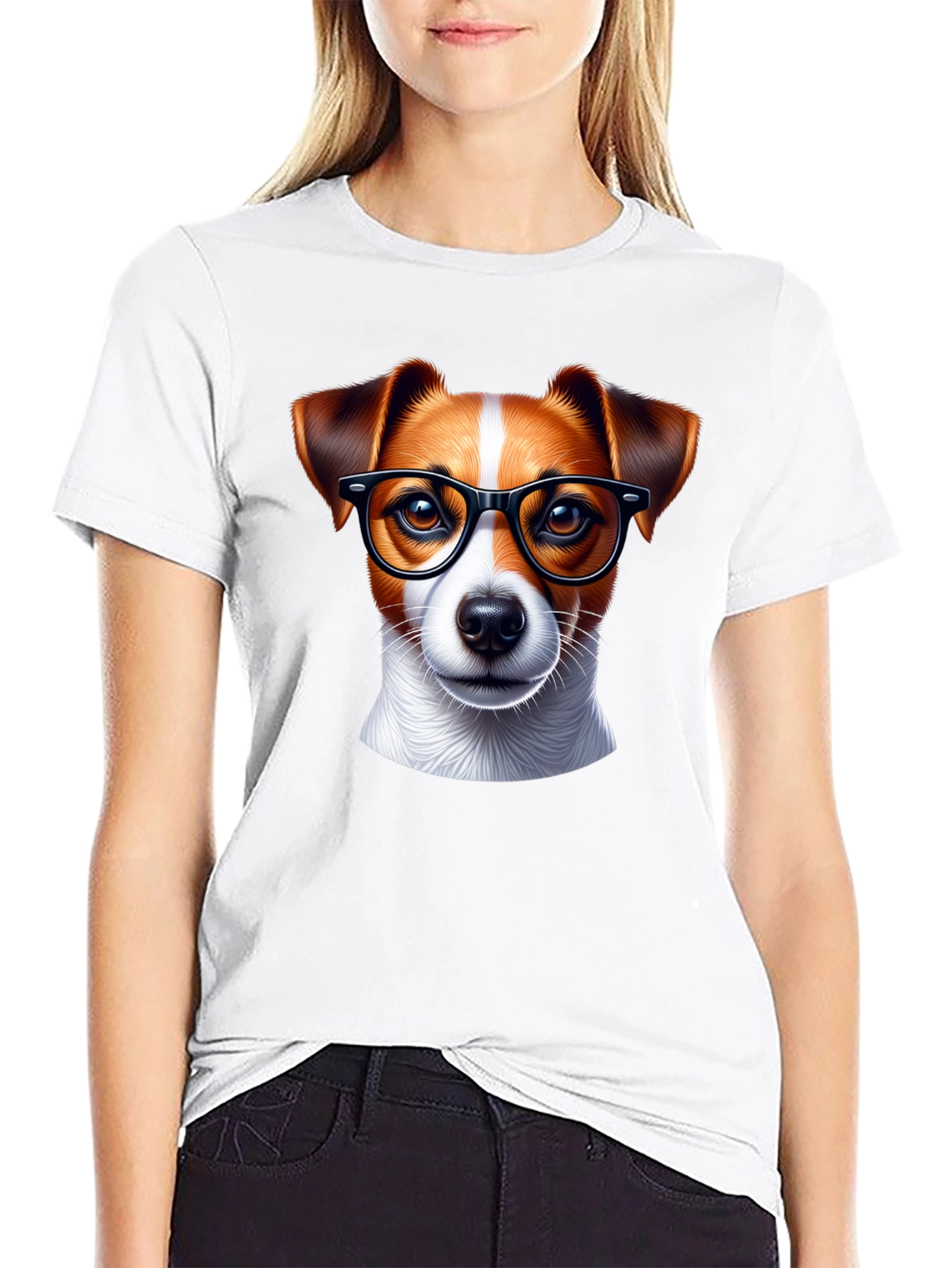 Black Dog with Glasses T-Shirt - Black view 9