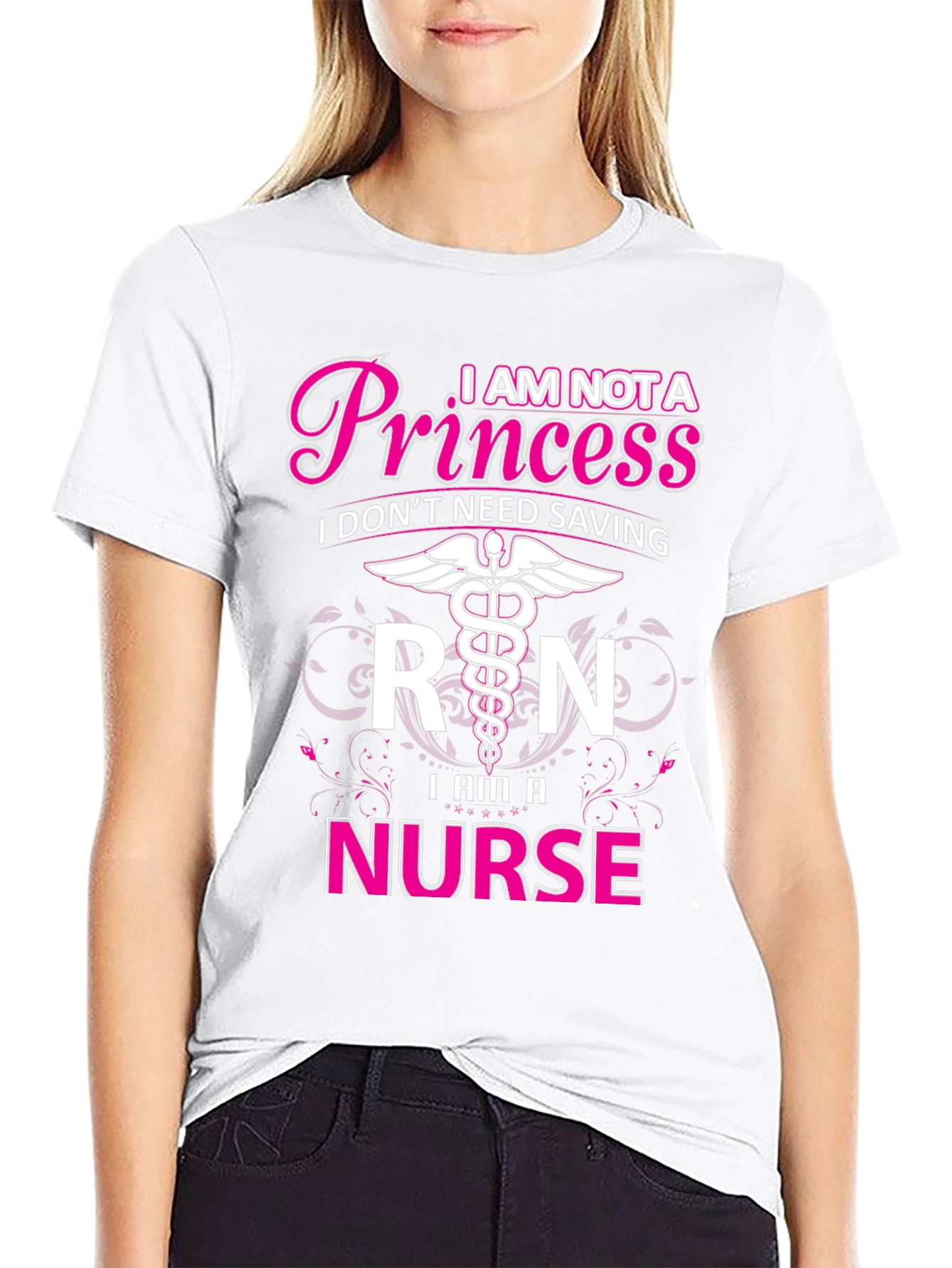 Black I Am Not A Princess Nurse T-Shirt view 9