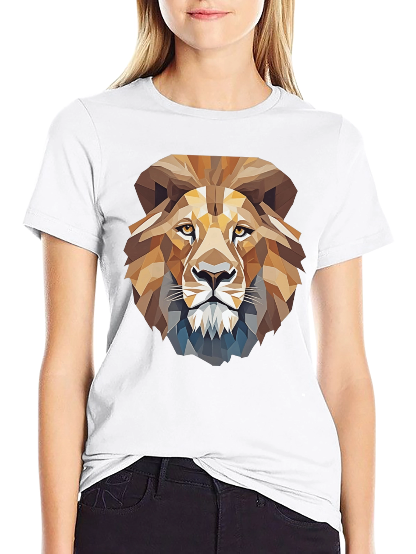 Black Geometric Lion Graphic T-Shirt view 9