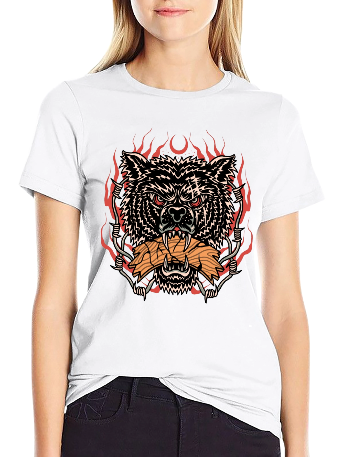 Black Wolf and Wood T-Shirt view 9