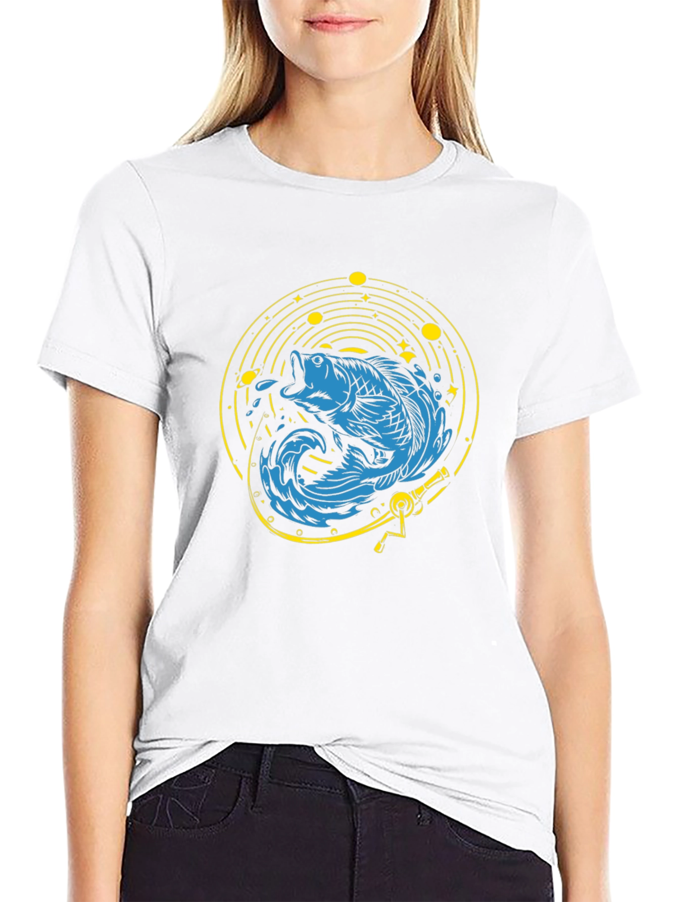 Black Cosmic Fish T-Shirt -  Unique Graphic Tee view 9
