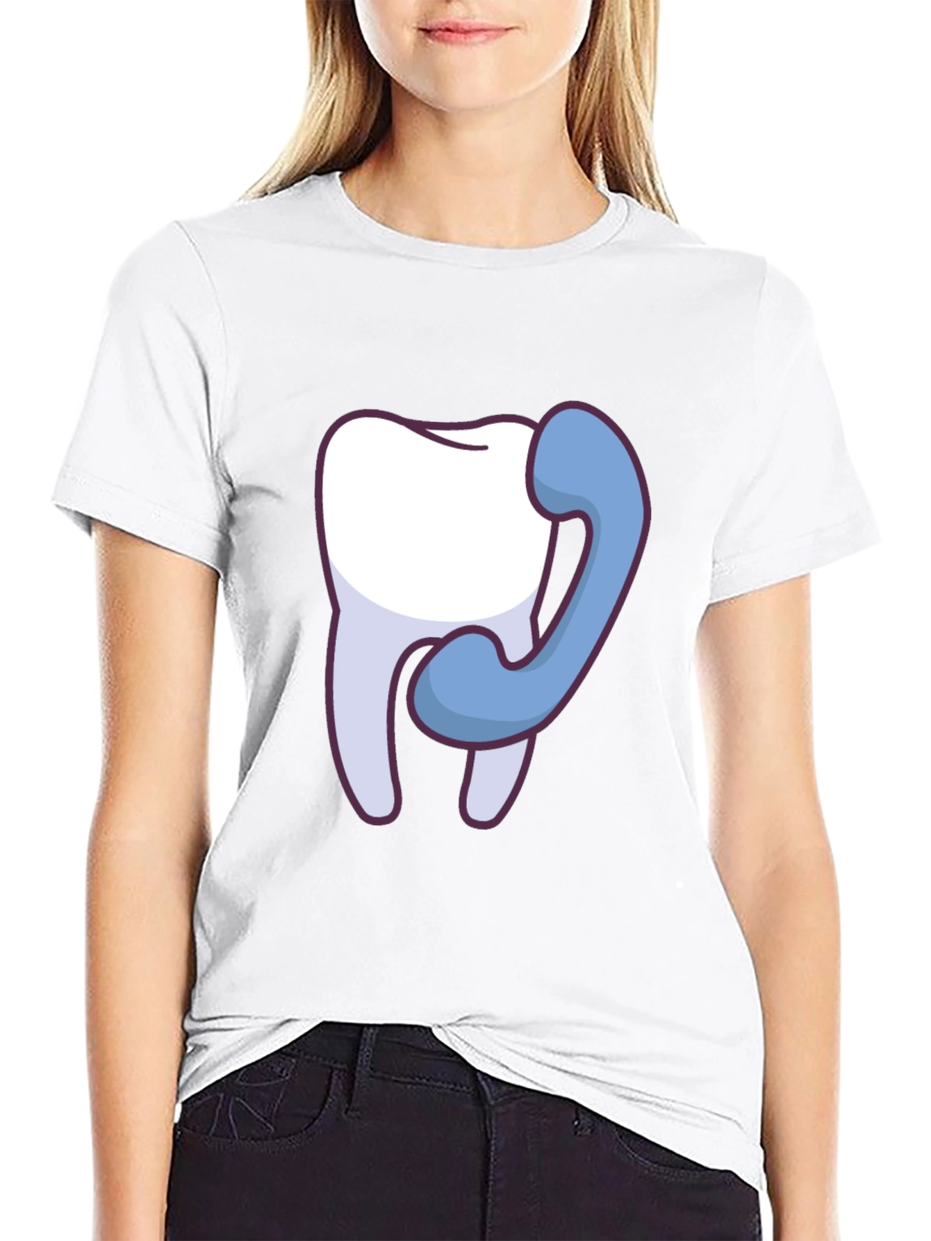 Black Dental Humor T-Shirt - Tooth Phone Call view 9