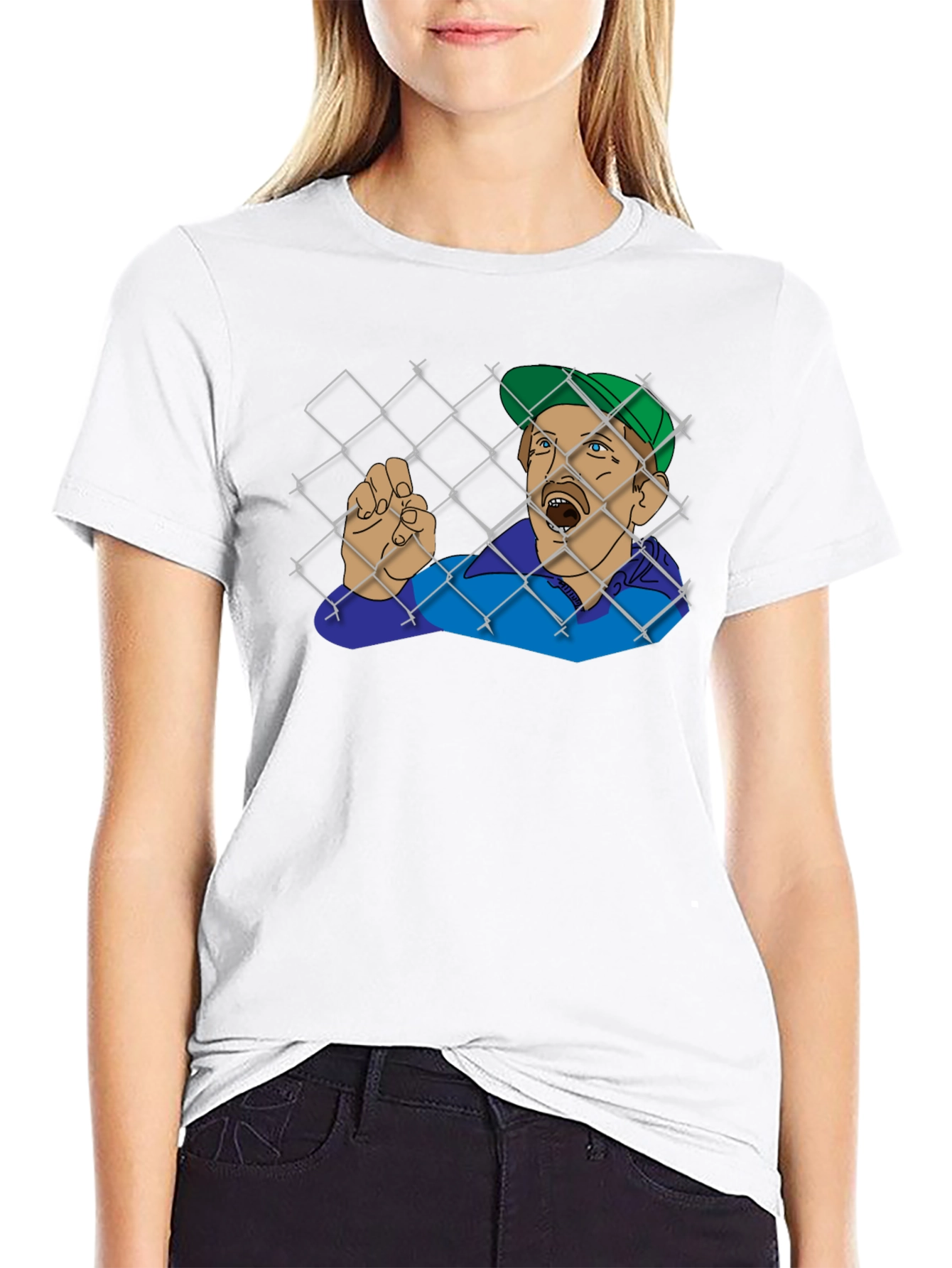 Black Funny Trapped Man Graphic Tee - Black T-Shirt view 9