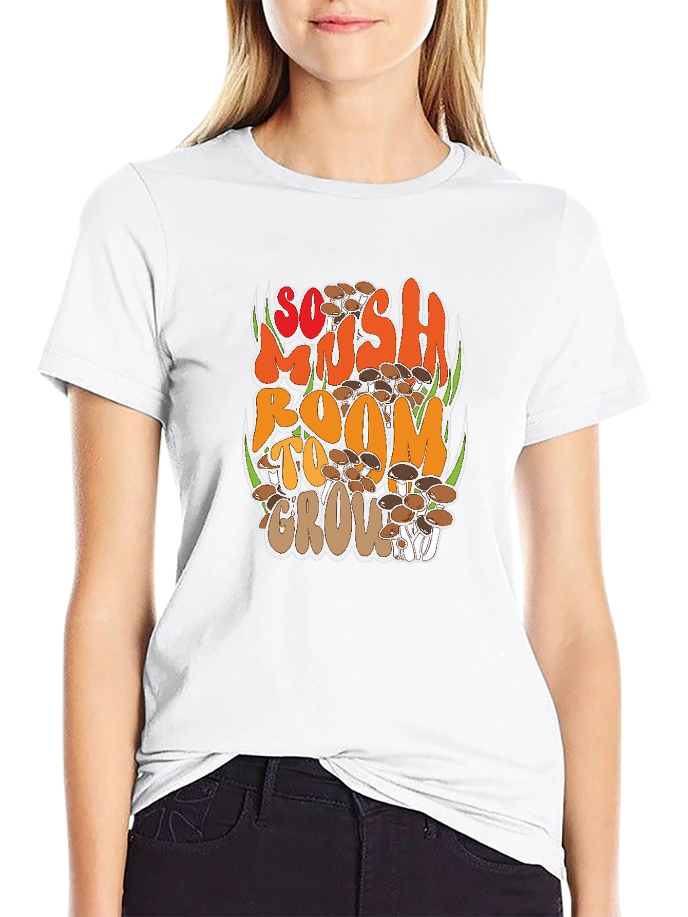 Black Mushroom Graphic T-Shirt - So Mush Room To Grow! view 9