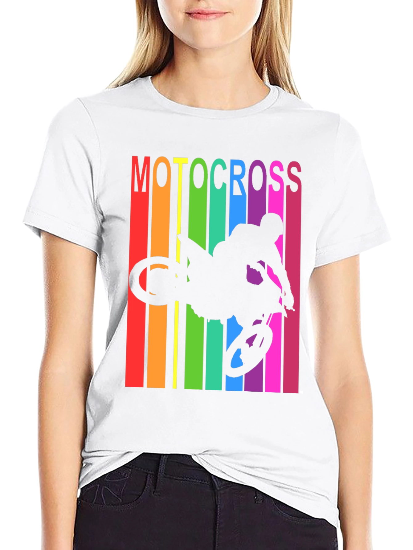 Black Motocross Rainbow Graphic T-Shirt view 9