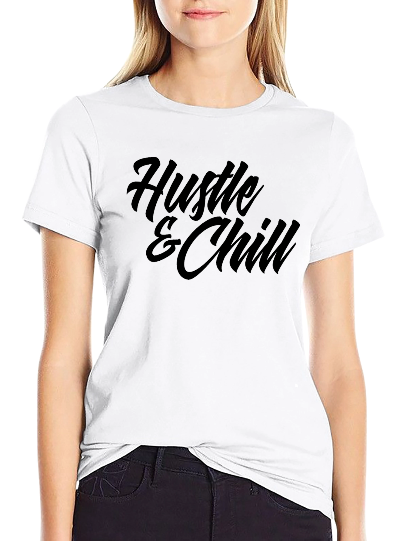 Black Hustle & Chill Graphic T-Shirt - Soft Comfort view 9