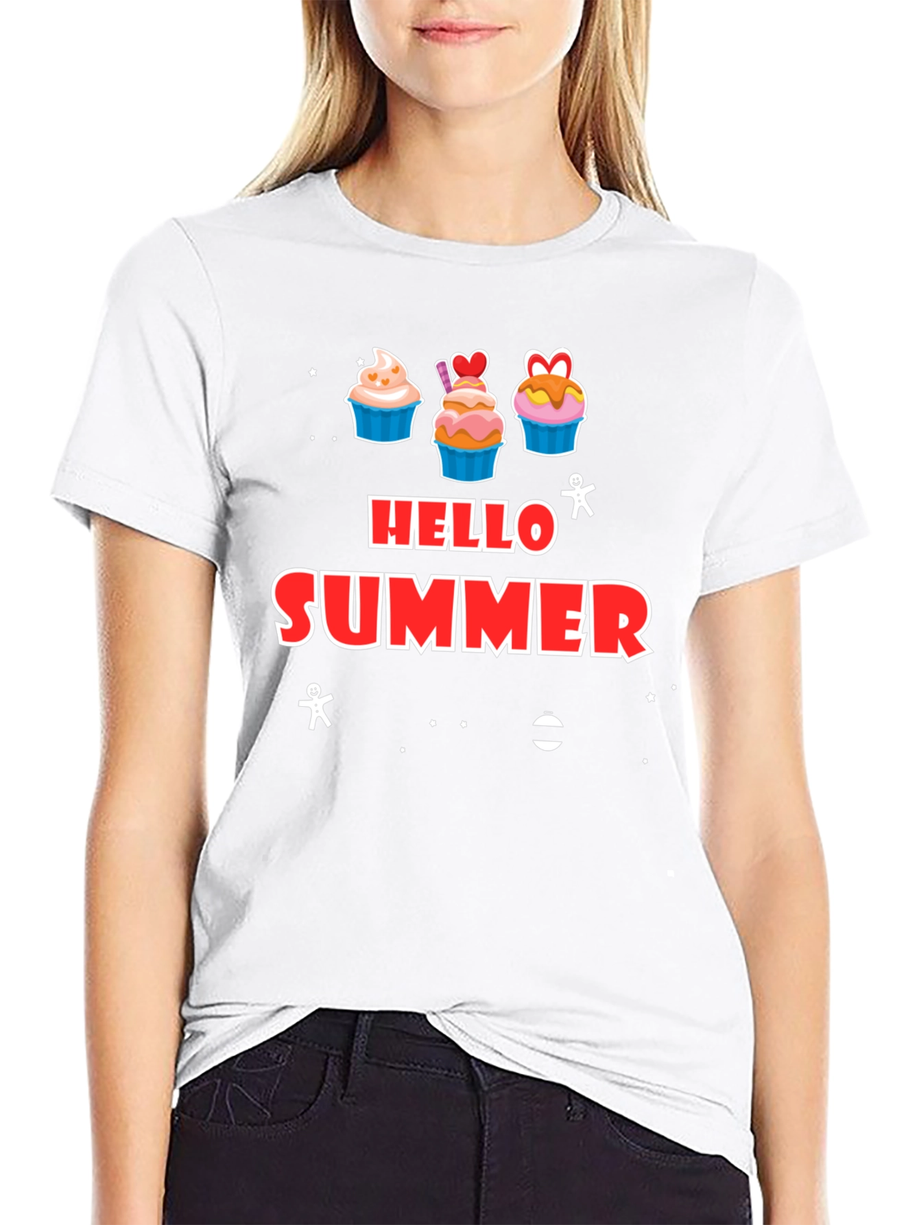 Black Hello Summer Cupcake T-Shirt view 9