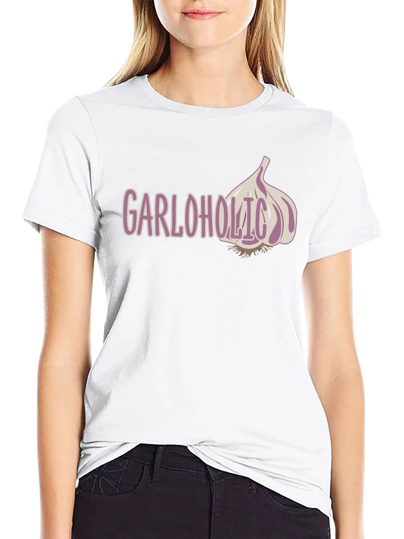 Black Garloholic Graphic Tee - Funny Garlic Lover T-Shirt view 9