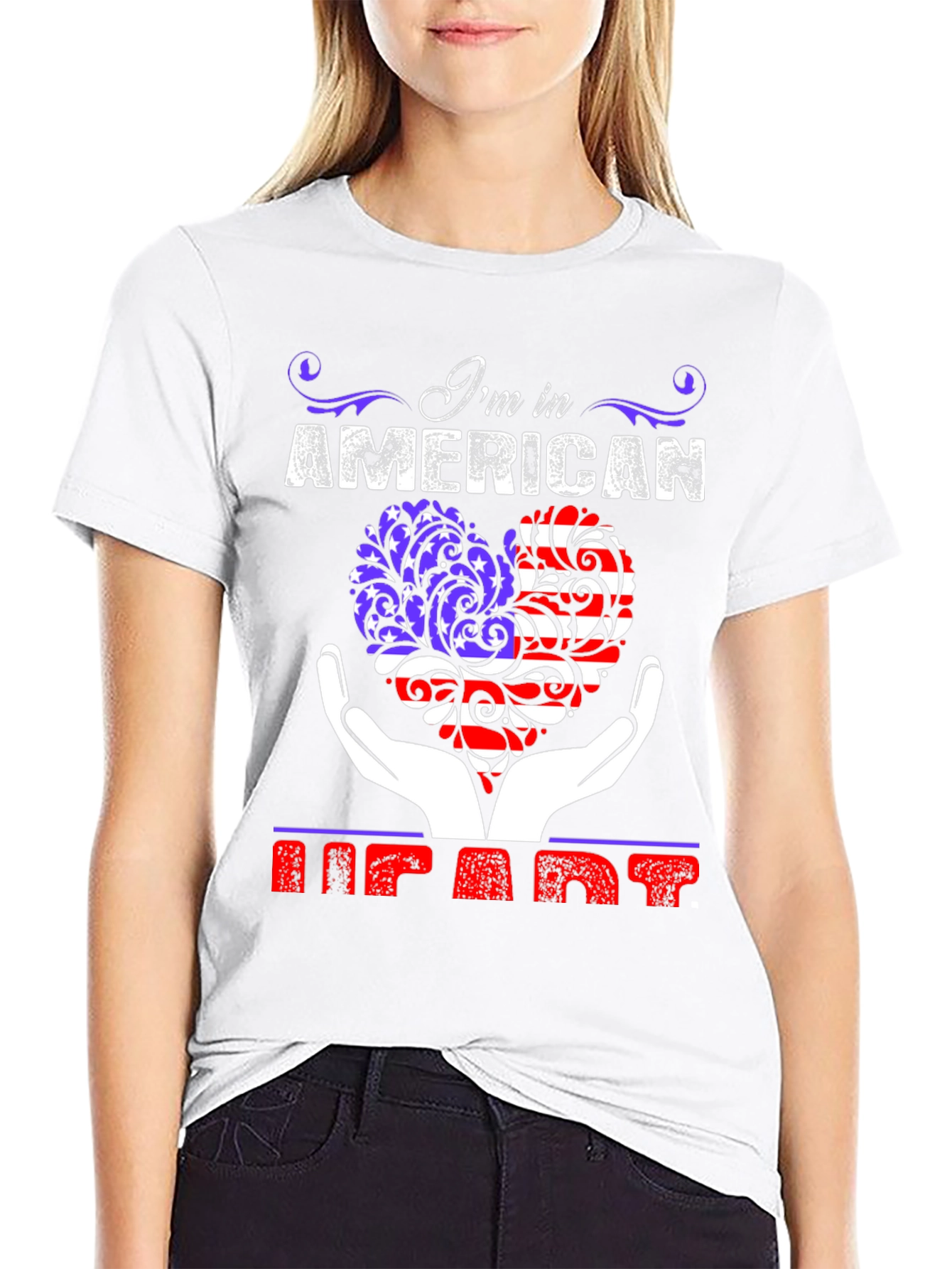 Black American Heart Graphic T-Shirt Patriot Tee view 9