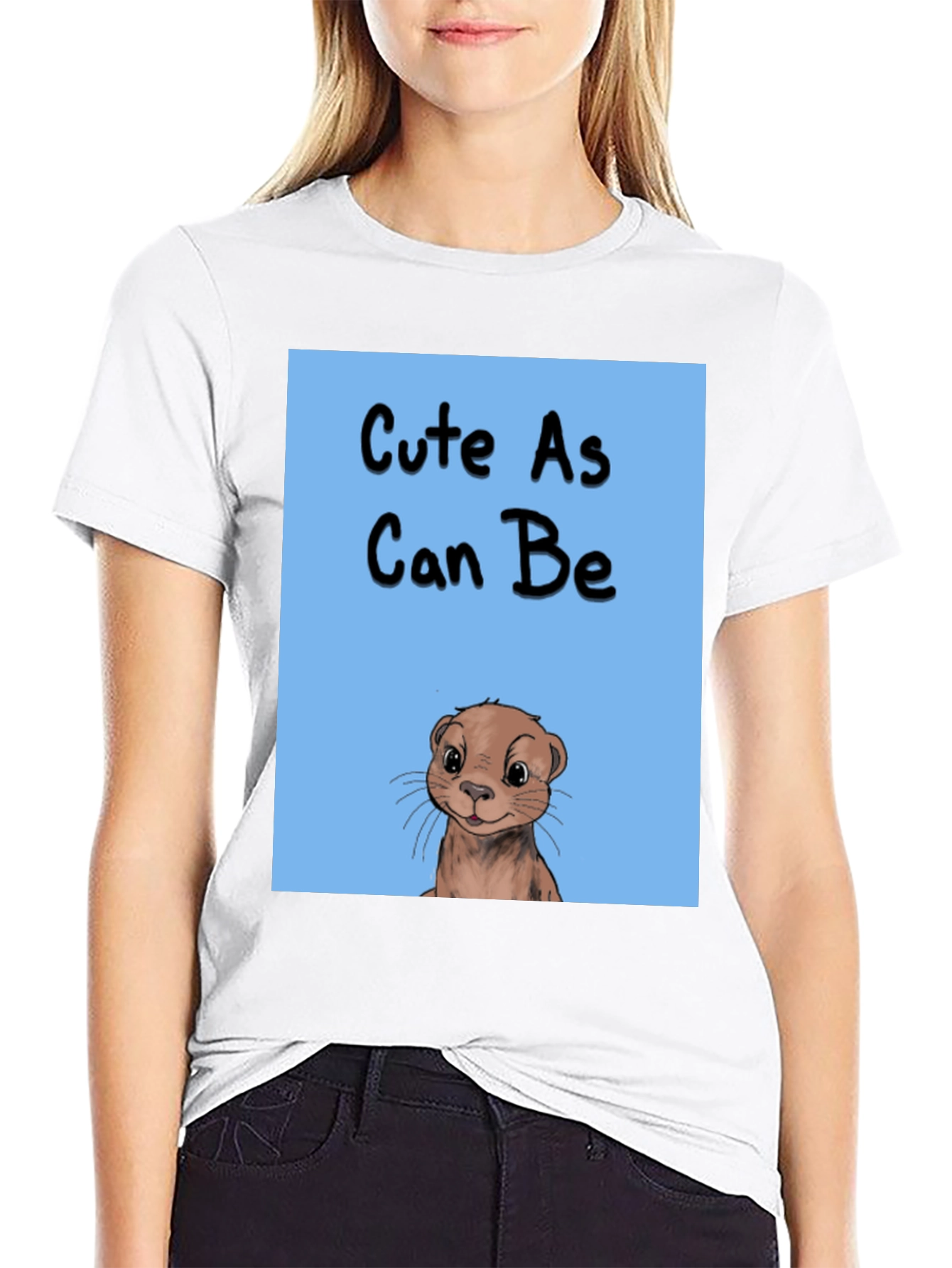 Black Cute As Can Be Otter Graphic Tee - Black Cotton Blend view 9