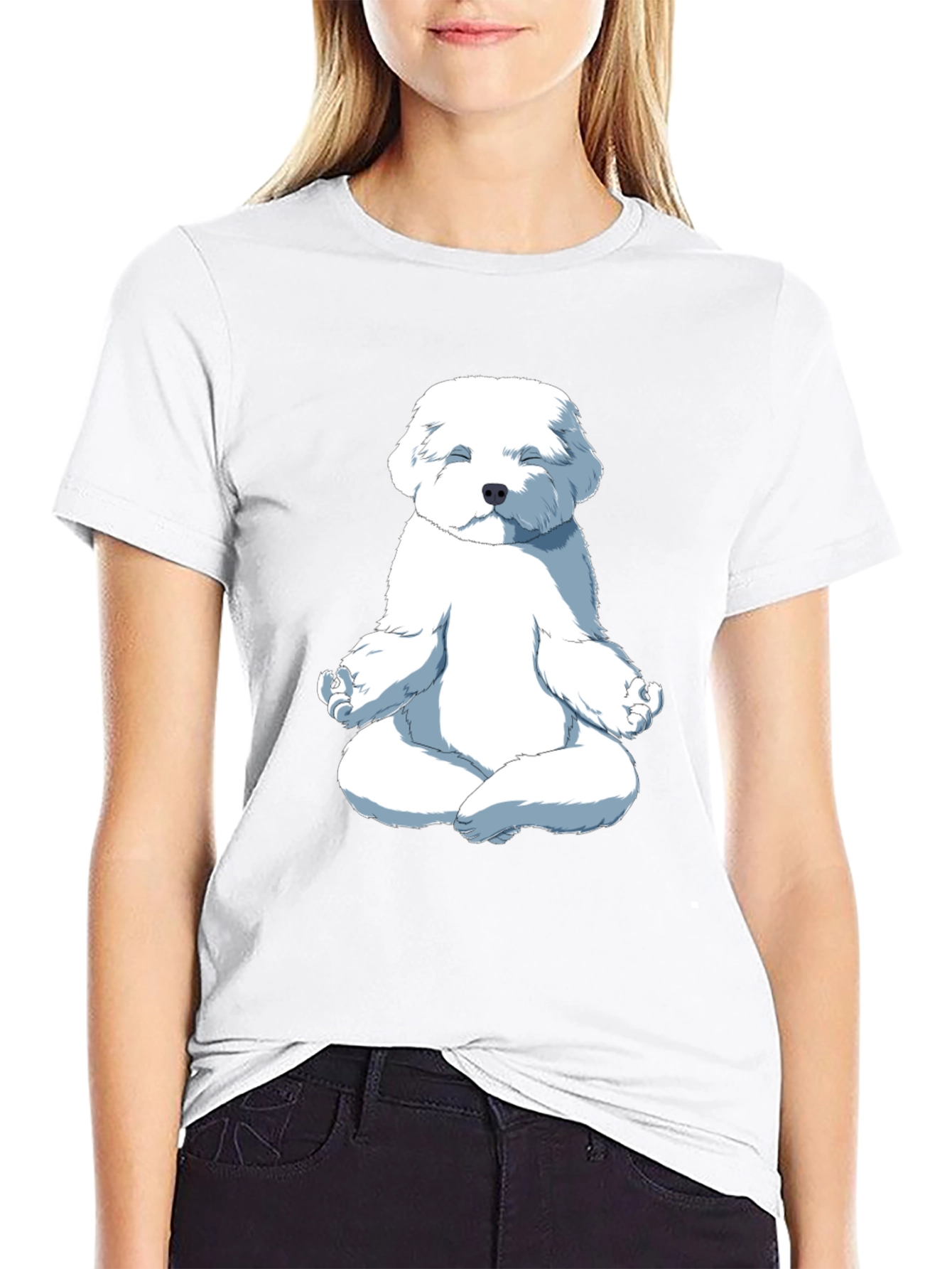 Black Meditating Dog Graphic T-Shirt view 9