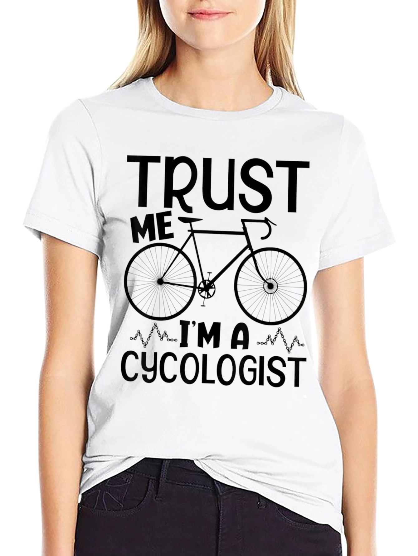 Black Trust Me I'm A Cycologist Funny Bike T-Shirt view 9