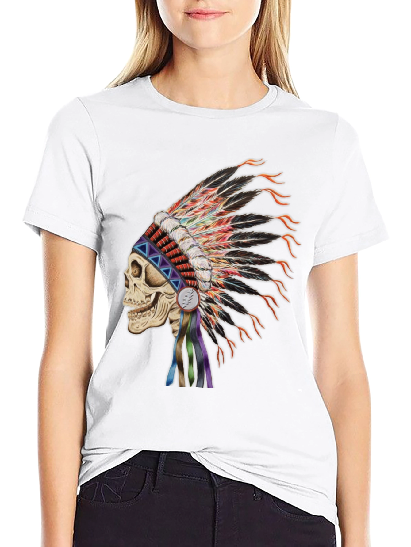 Black Skull Headdress Graphic T-Shirt view 9