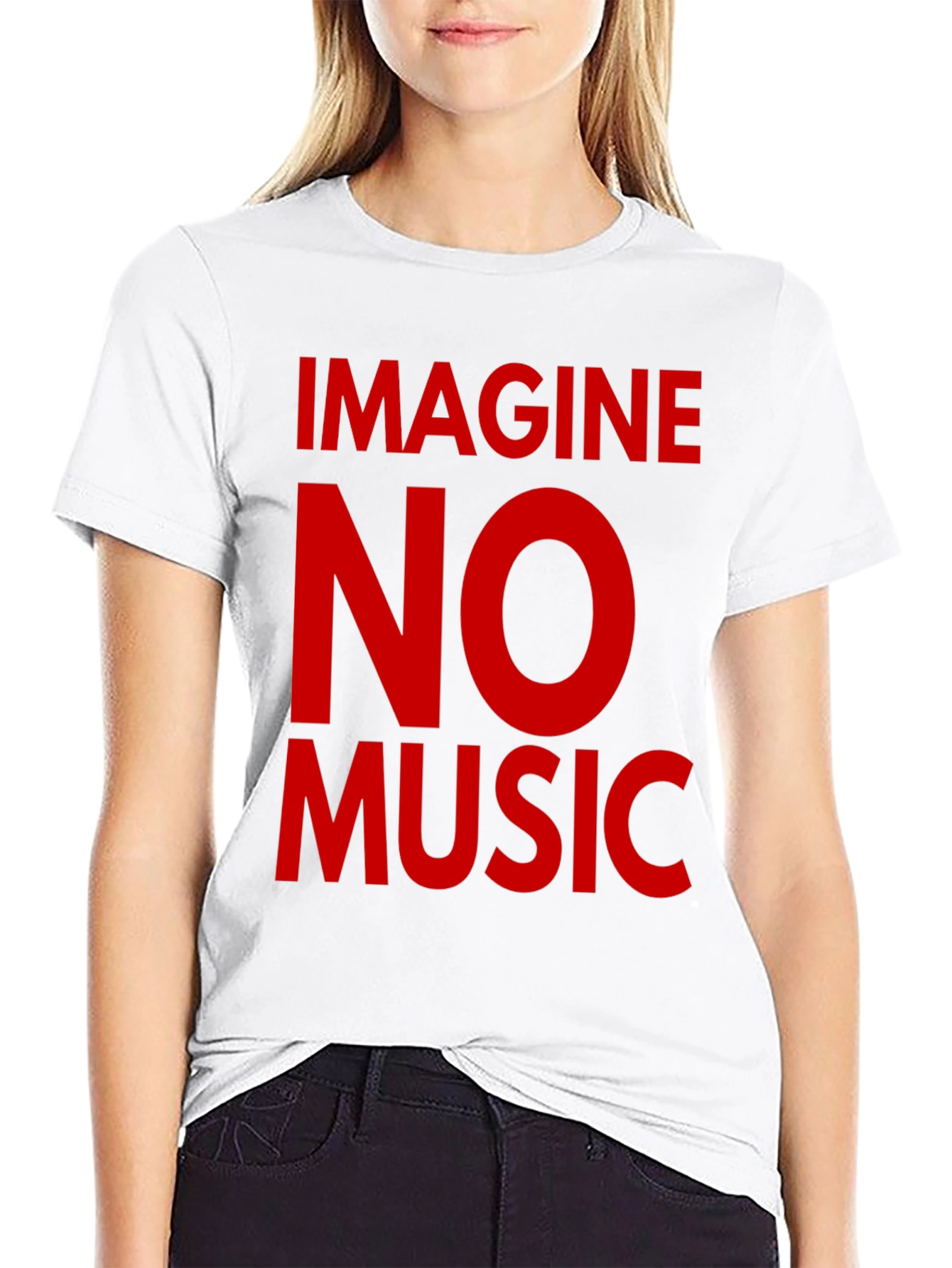 Black Imagine No Music Black T-Shirt view 9