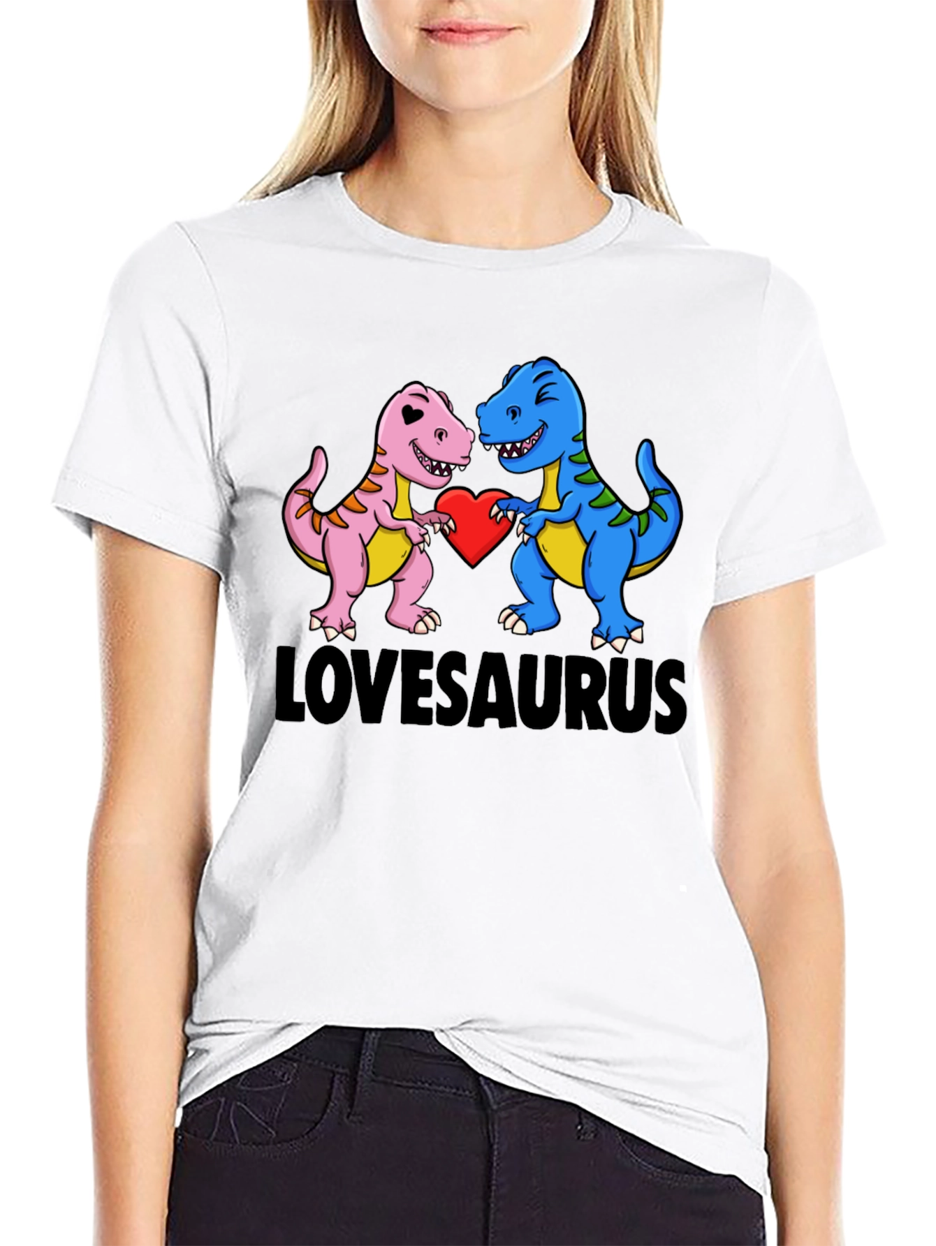 Black Lovesaurus Dinosaur T-Shirt - Perfect for Valentine's! view 9