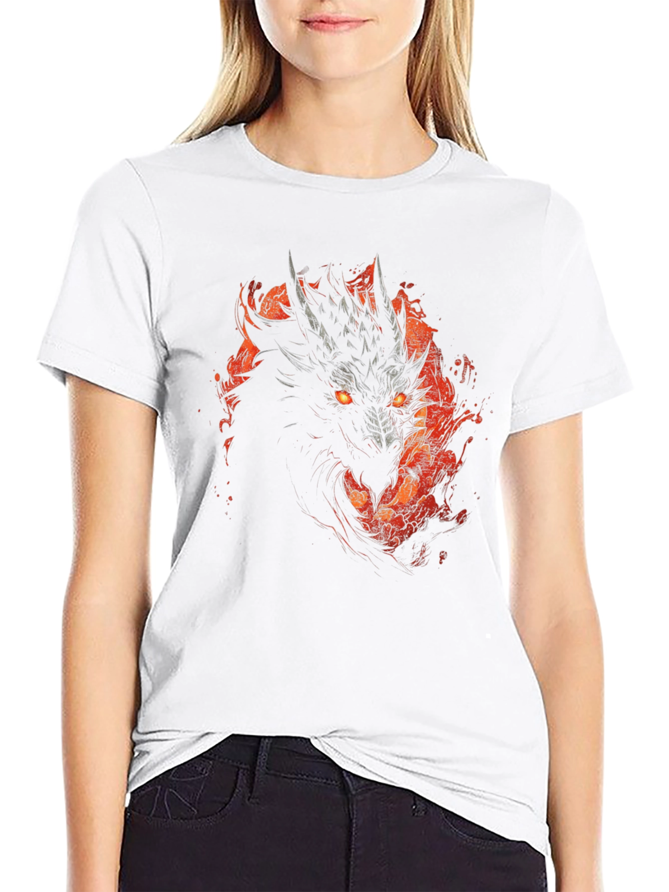 Black Dragon Fire T-Shirt - Black Graphic Tee view 9