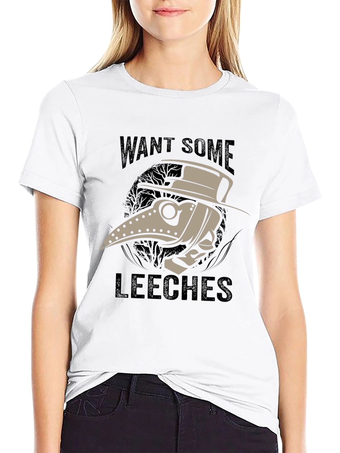 Black Want Some Leeches? Plague Doctor T-Shirt view 9