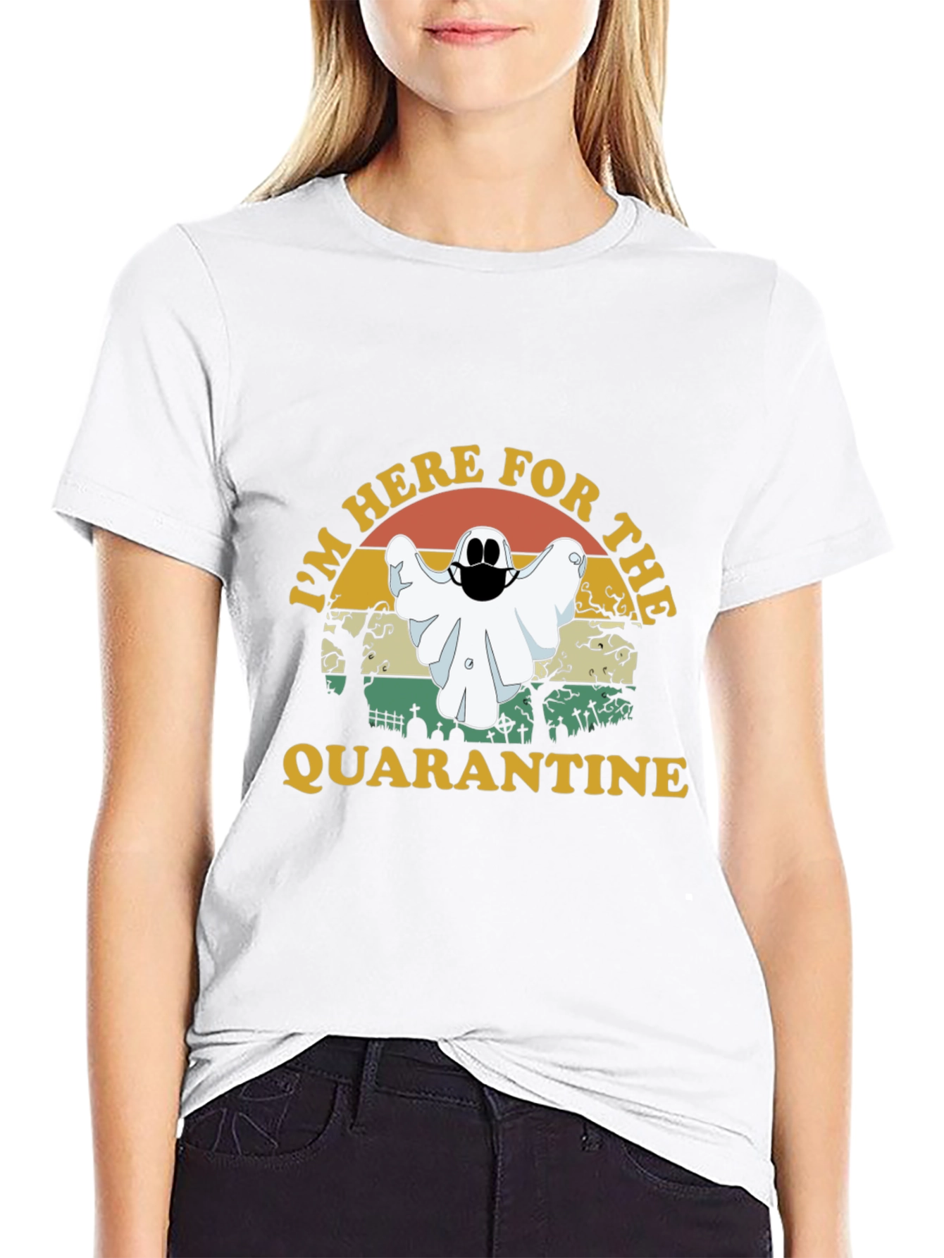 Black I'm Here For The Quarantine Ghost T-Shirt view 9
