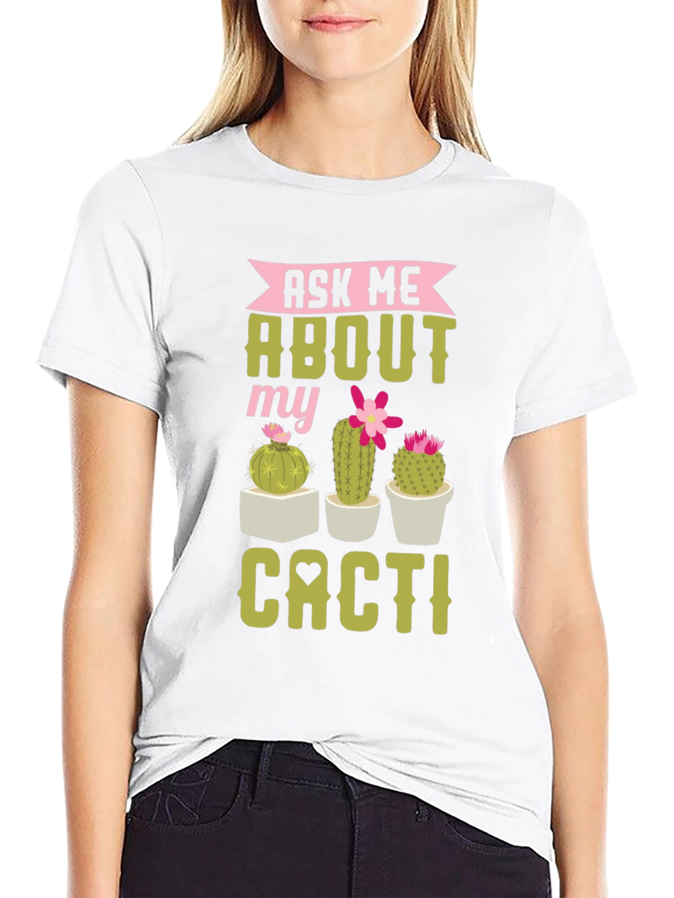 Black Ask Me About My Cacti Graphic Tee view 9