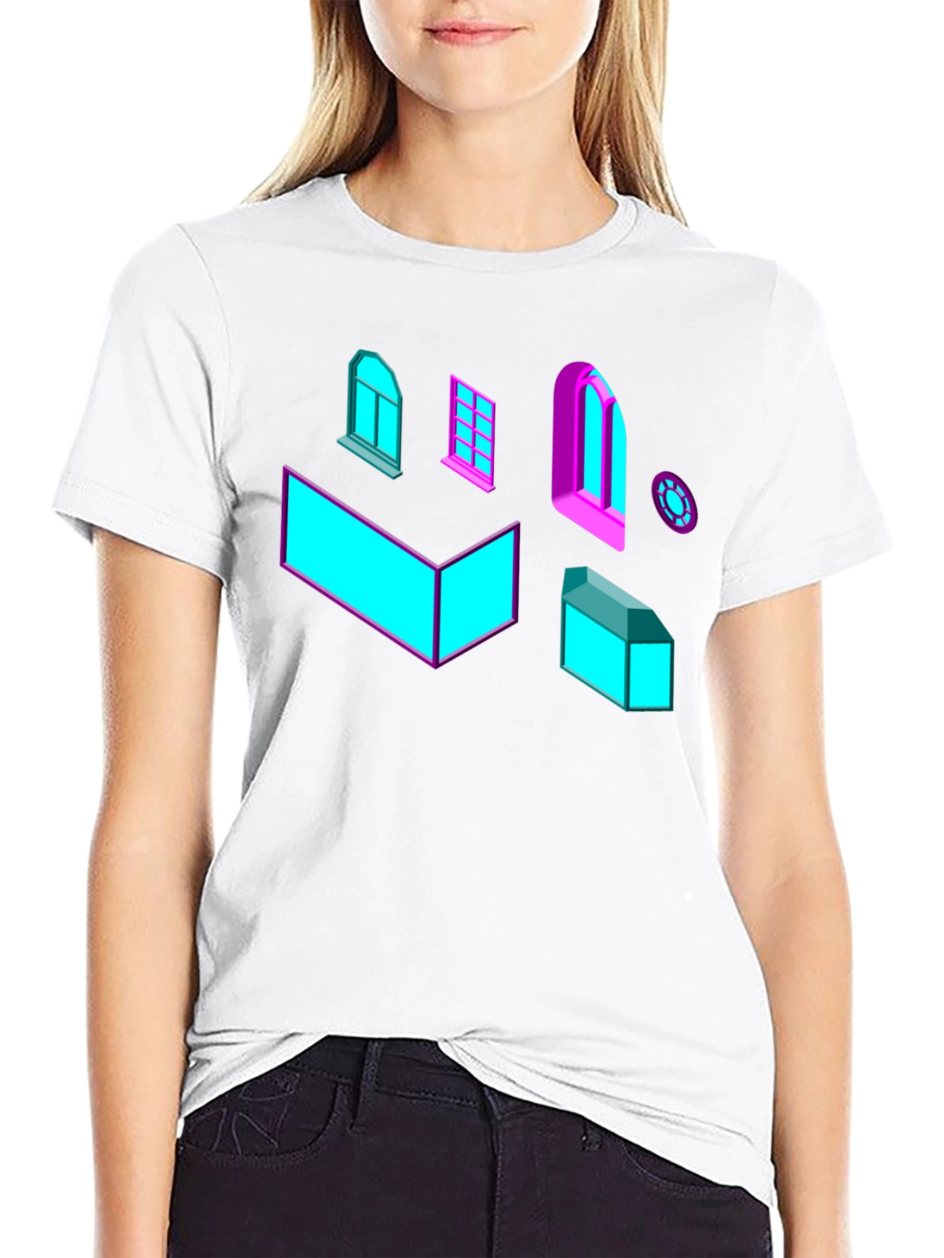 Black Geometric Windows Graphic Tee - Black view 9
