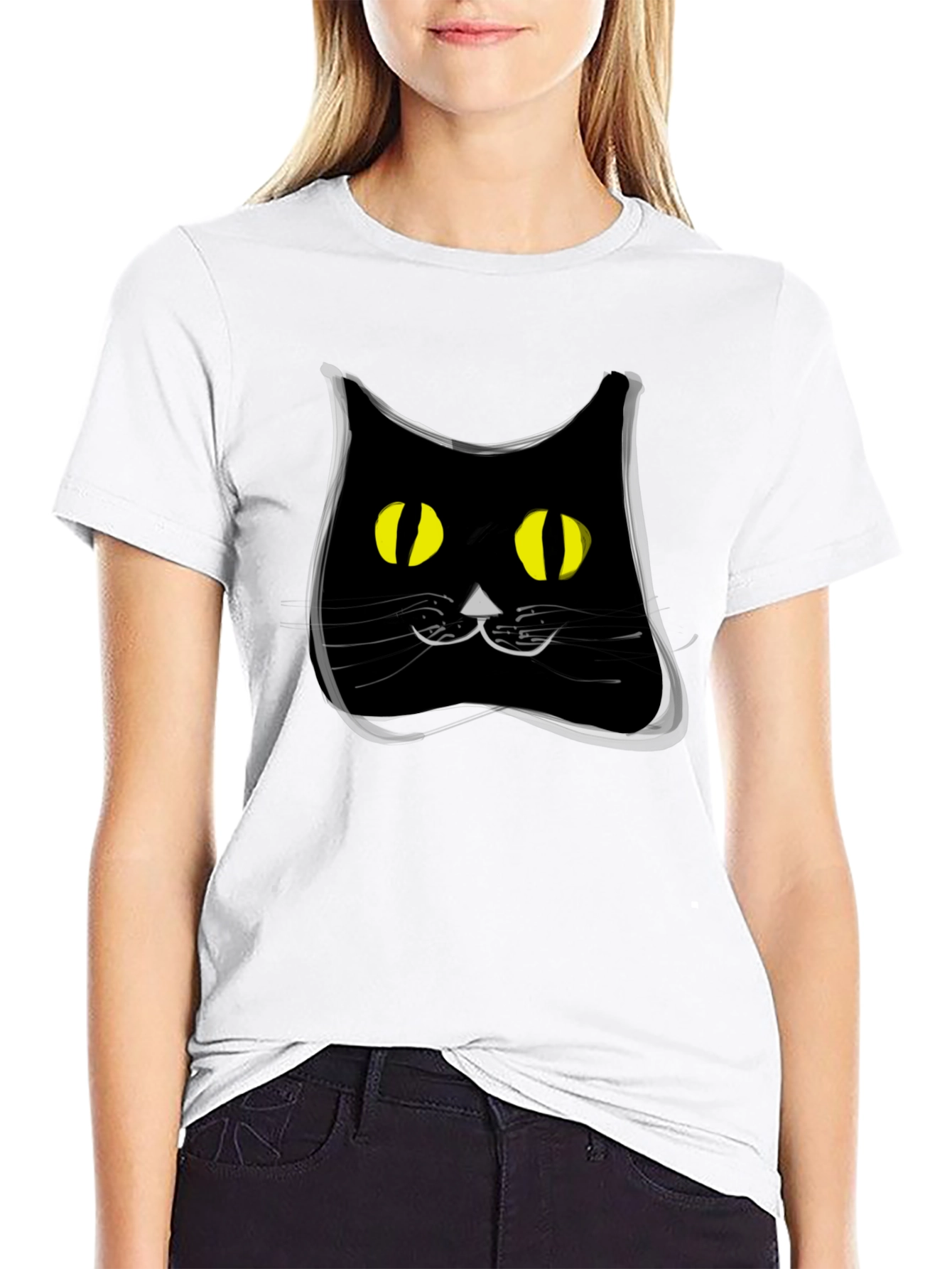 Black Black Cat Graphic Tee - Modern Style view 9