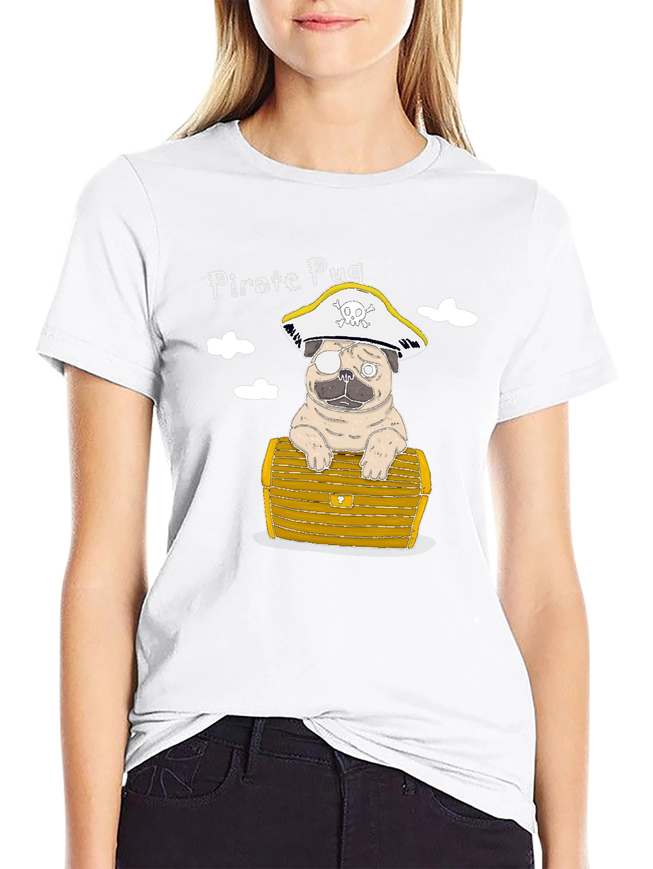Black Pirate Pug T-Shirt - Cute Dog Graphic Tee view 9