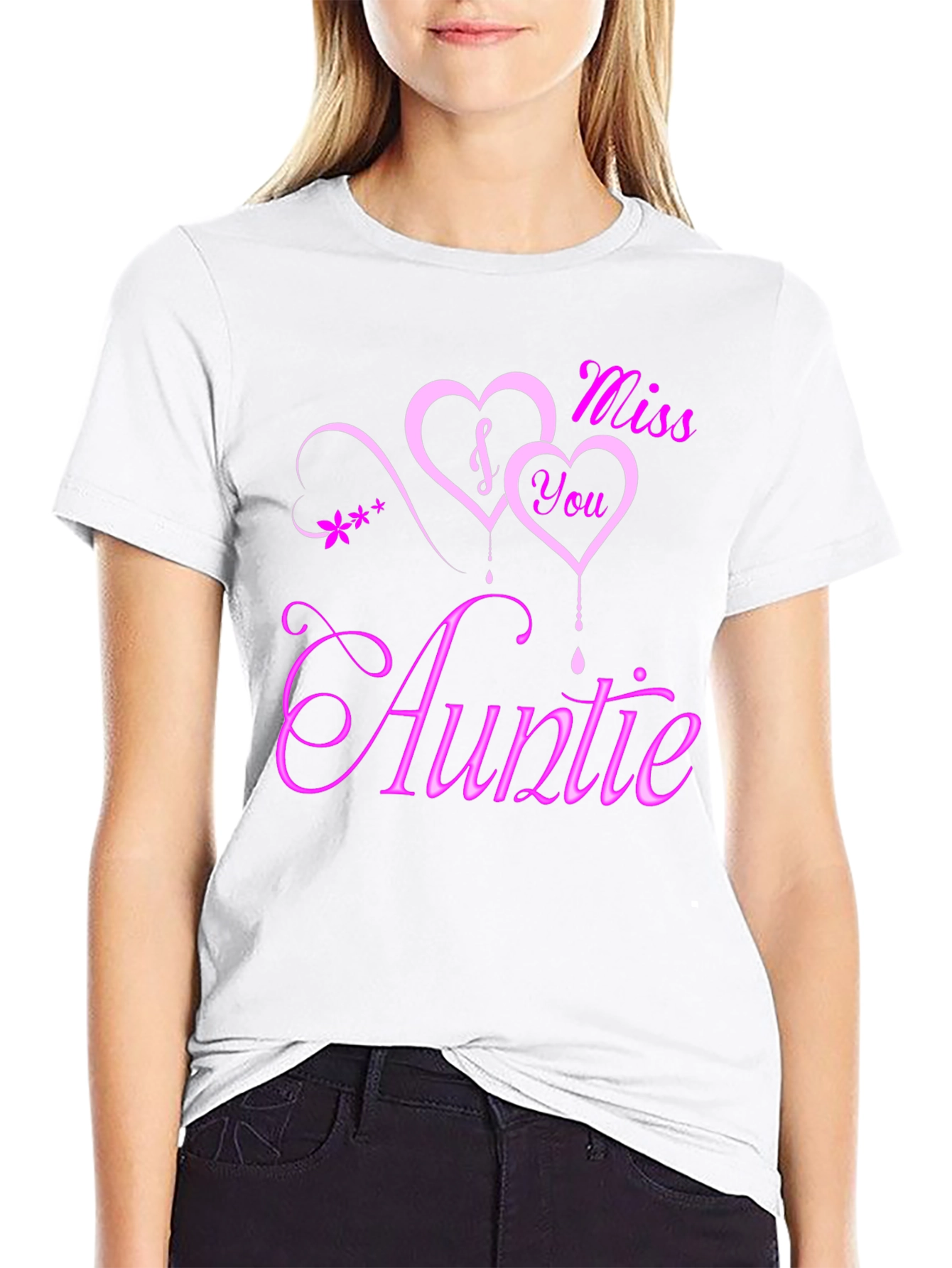 Black Miss You Auntie Black T-Shirt, Heart Design view 9