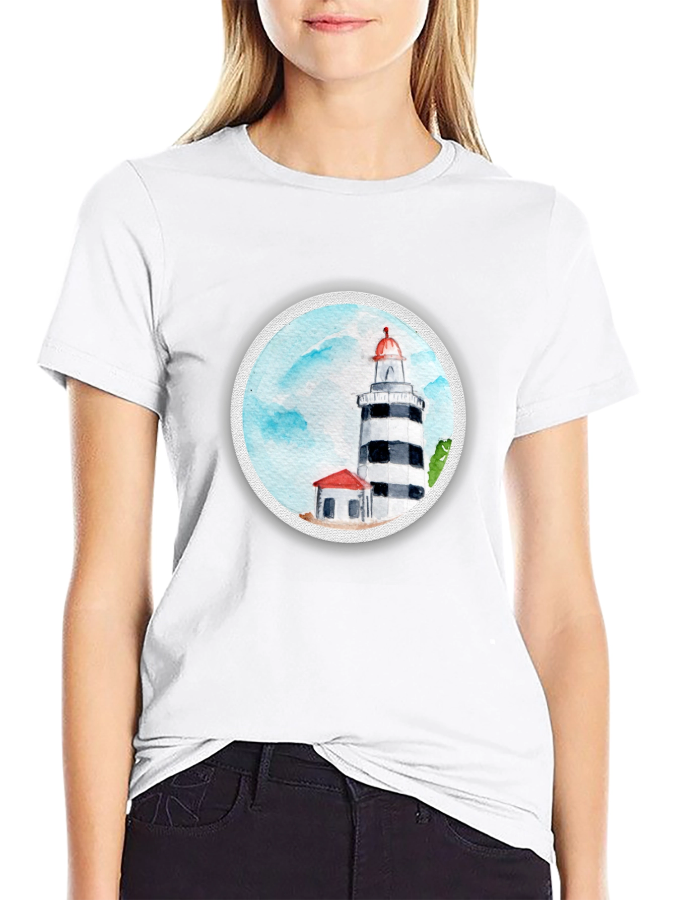 Black Lighthouse Graphic Print Tee - Classic Comfort view 9