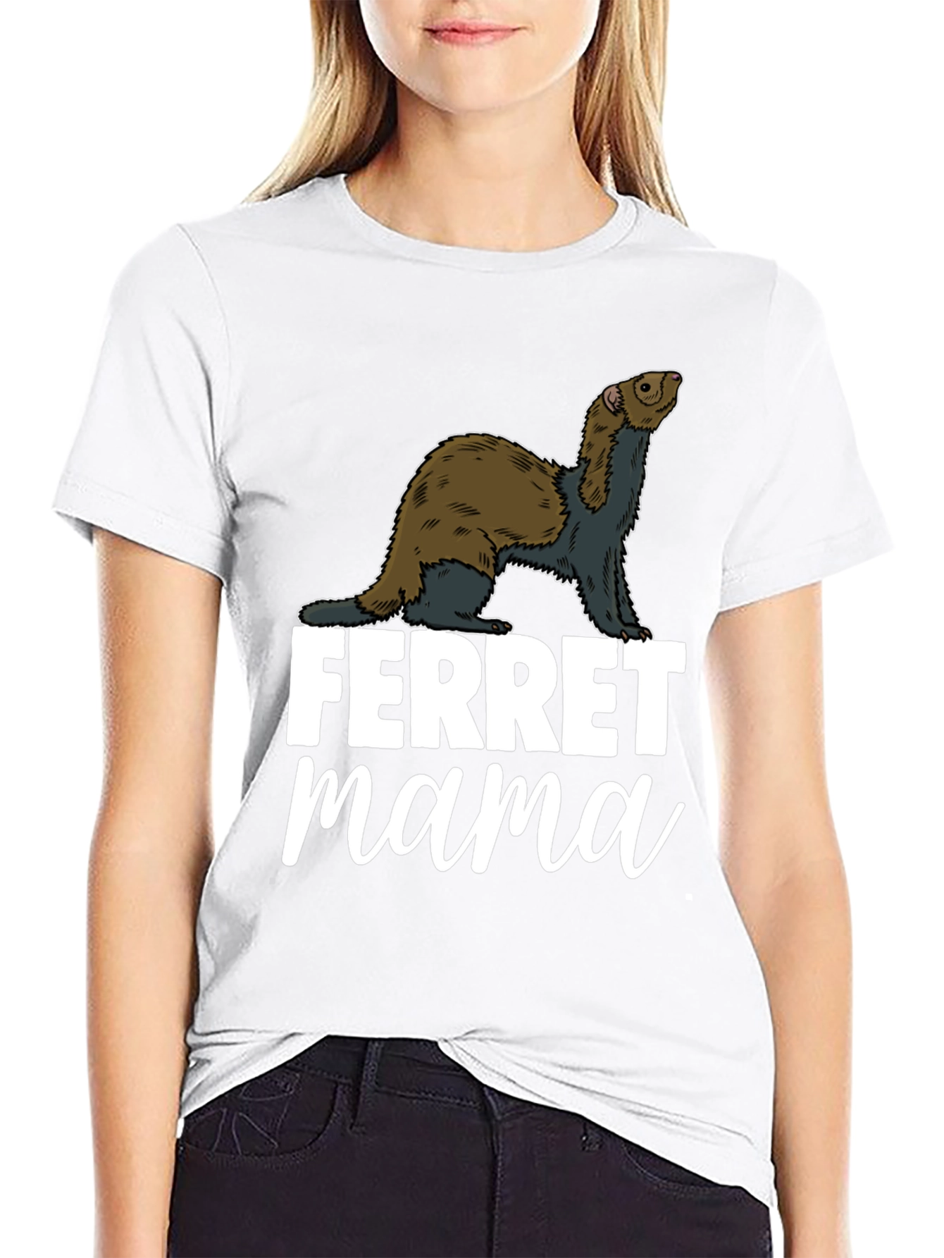 Black Ferret Mama Graphic T-Shirt - Black view 9