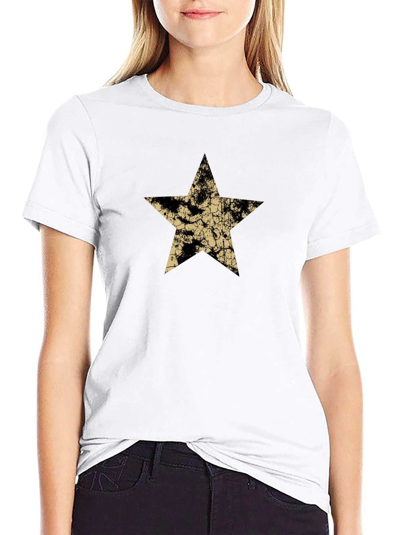 Black Distressed Star Graphic Black Tee view 9