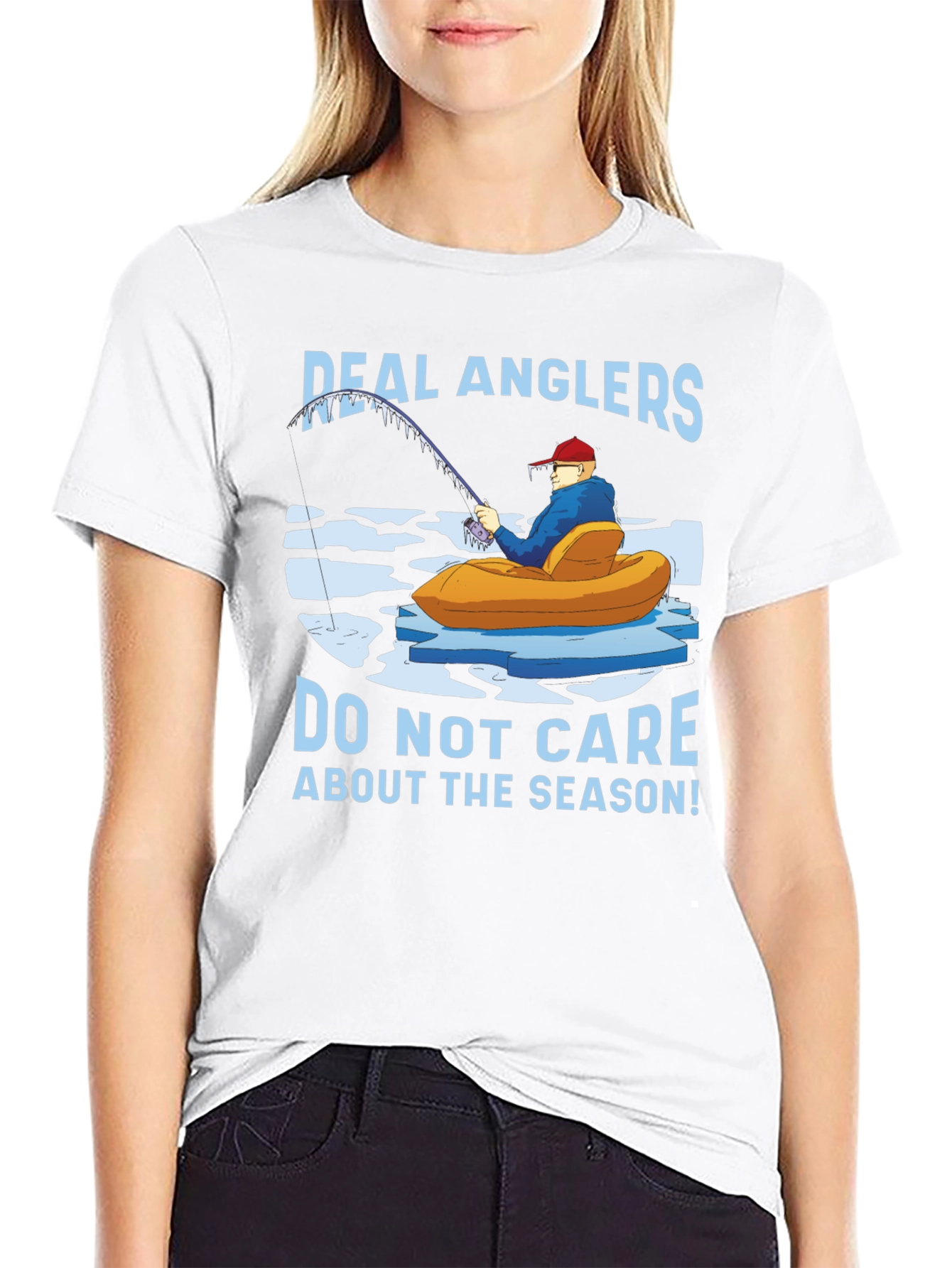 Black Real Anglers Winter Fishing T-Shirt view 9