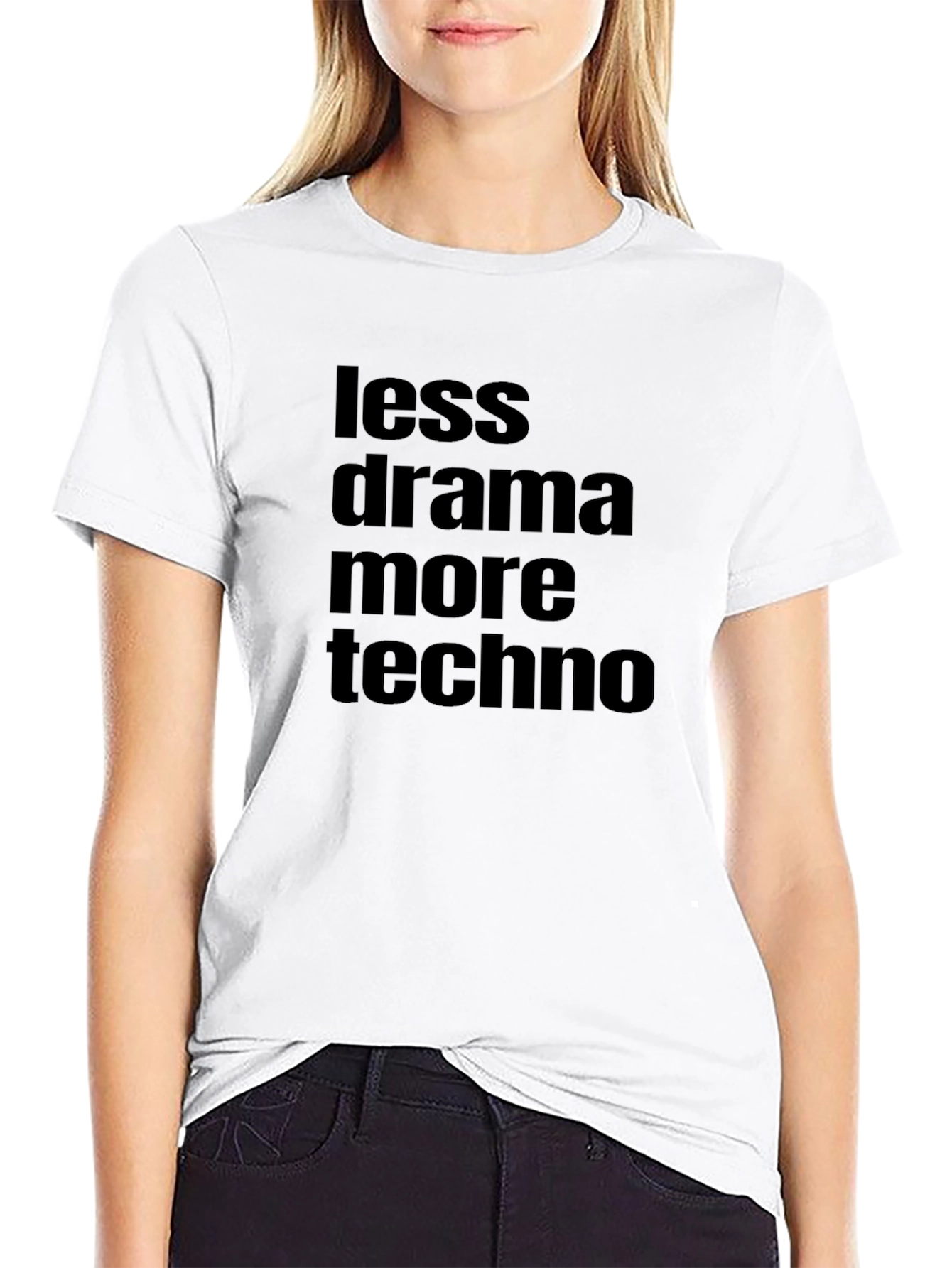 Black Less Drama More Techno T-Shirt view 9