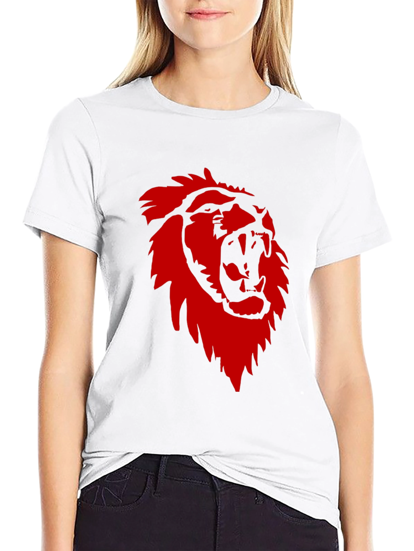 Black Bold Lion Graphic Tee - Black Cotton Crew Neck T-Shirt view 9