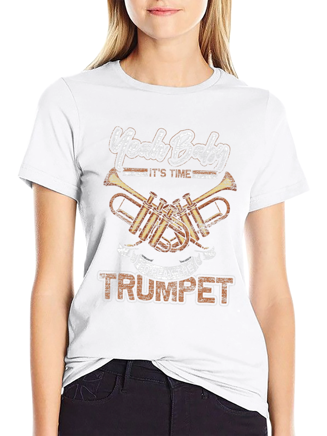 Black Yeah Baby Trumpet Player Black T-Shirt view 9