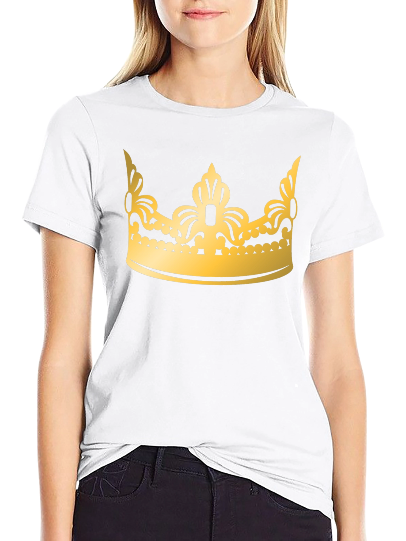 Black Gold Crown Graphic Black T-Shirt view 9