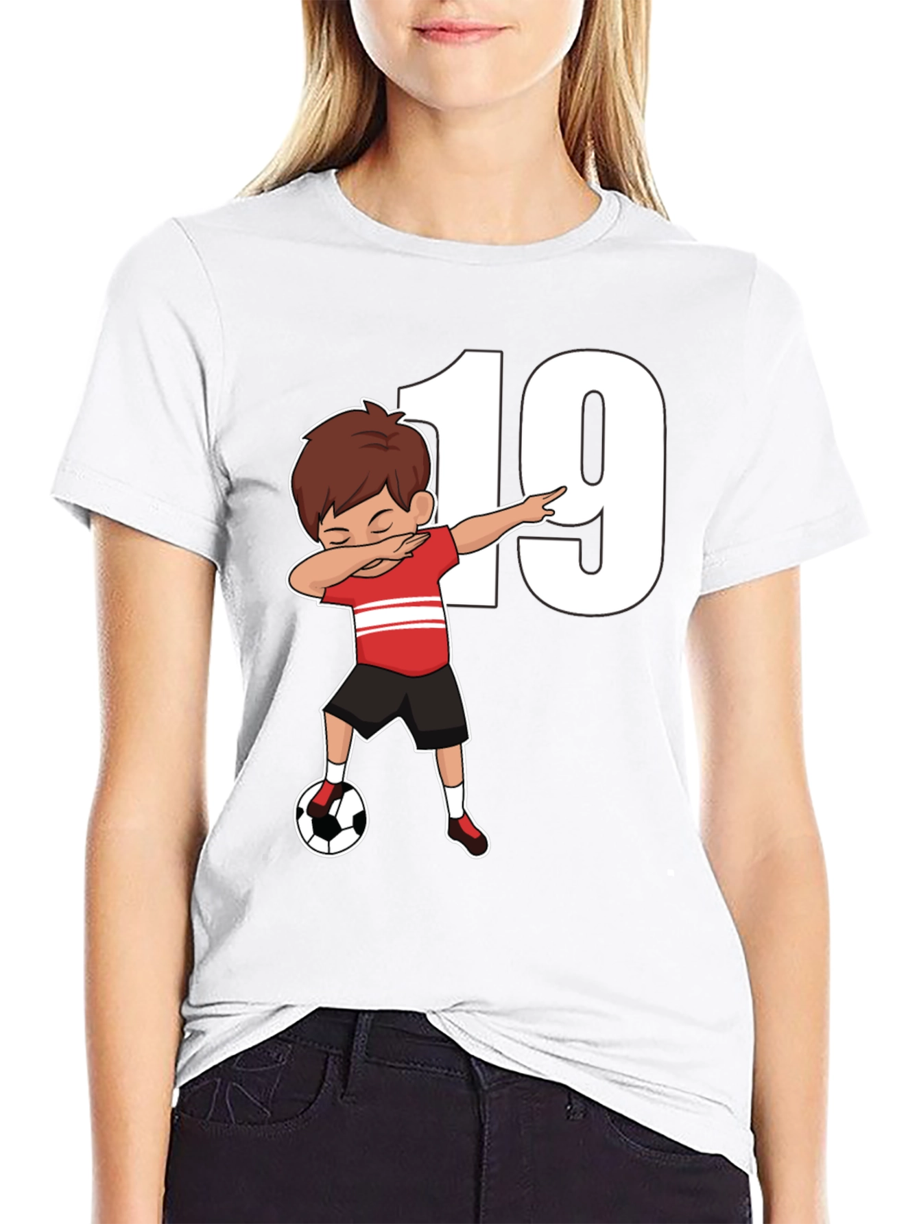 Black Soccer Dab Boy 19 T-Shirt view 9