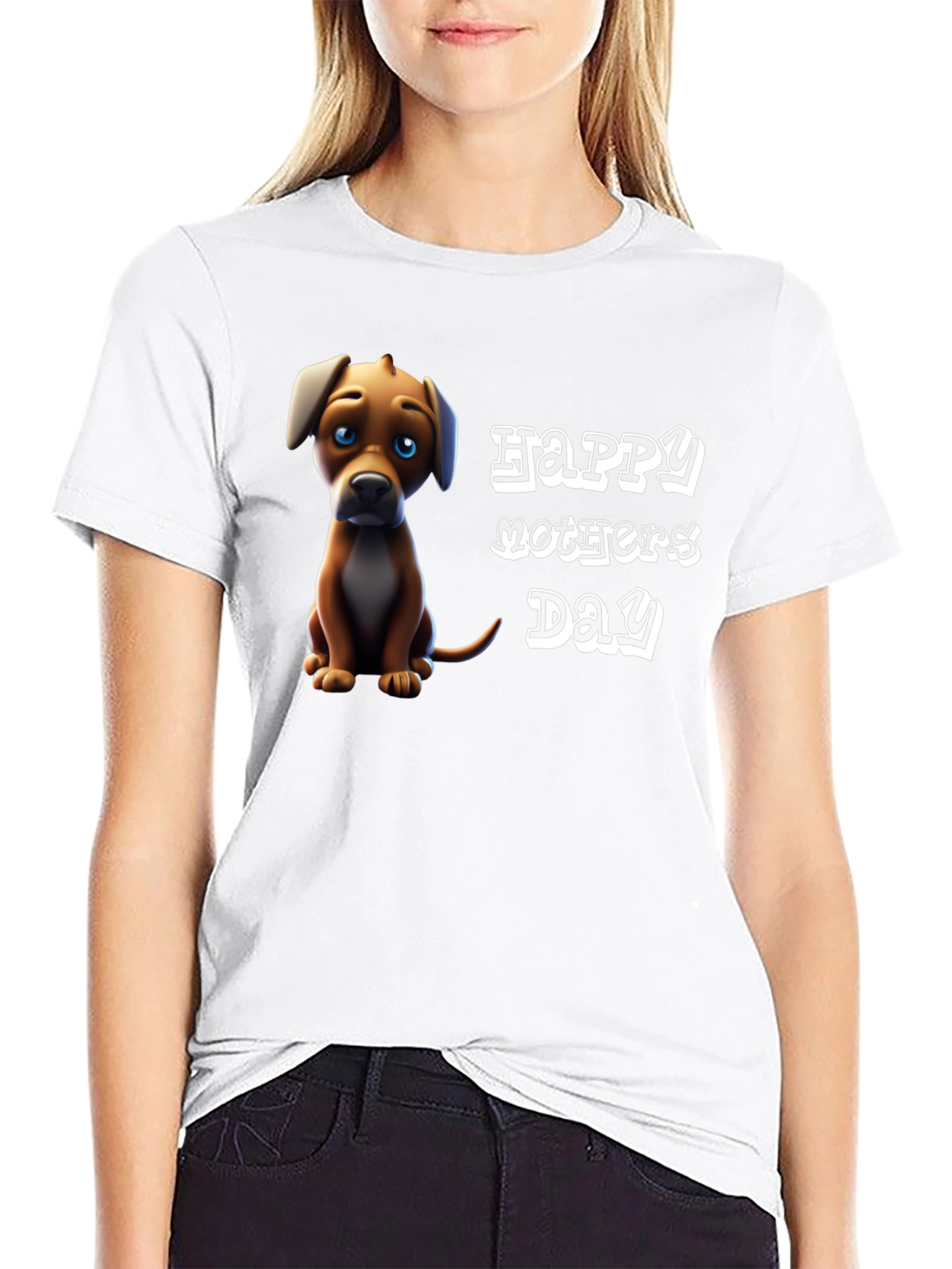 Black Happy Mother's Day Dog Graphic T-Shirt view 9