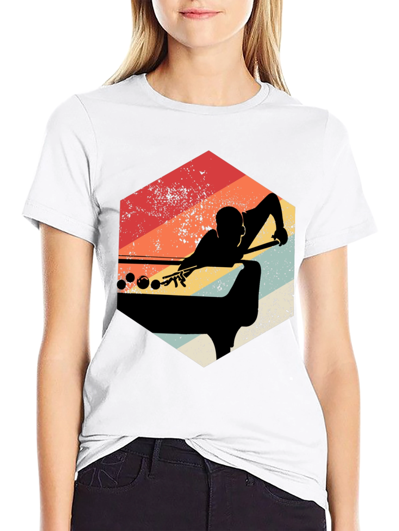 Black Vintage Billiards Player Graphic T-Shirt view 9