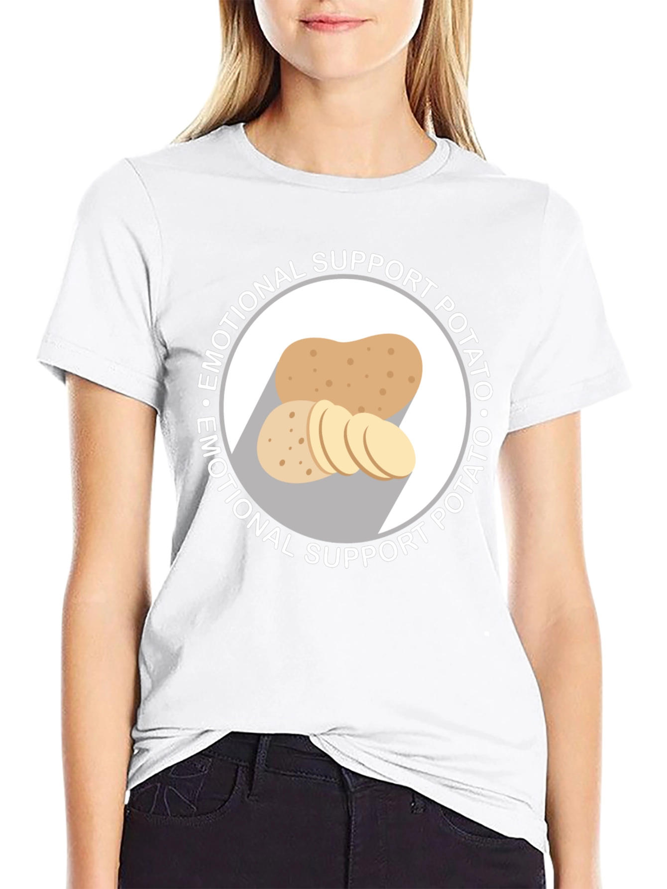 Black Emotional Support Potato Graphic T-Shirt view 9