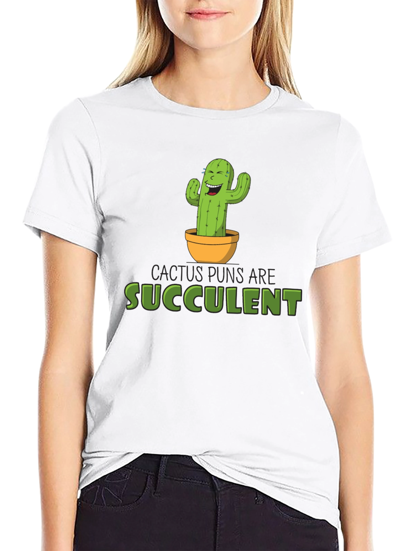 Black Cactus Puns Are Succulent Black Graphic Tee view 9