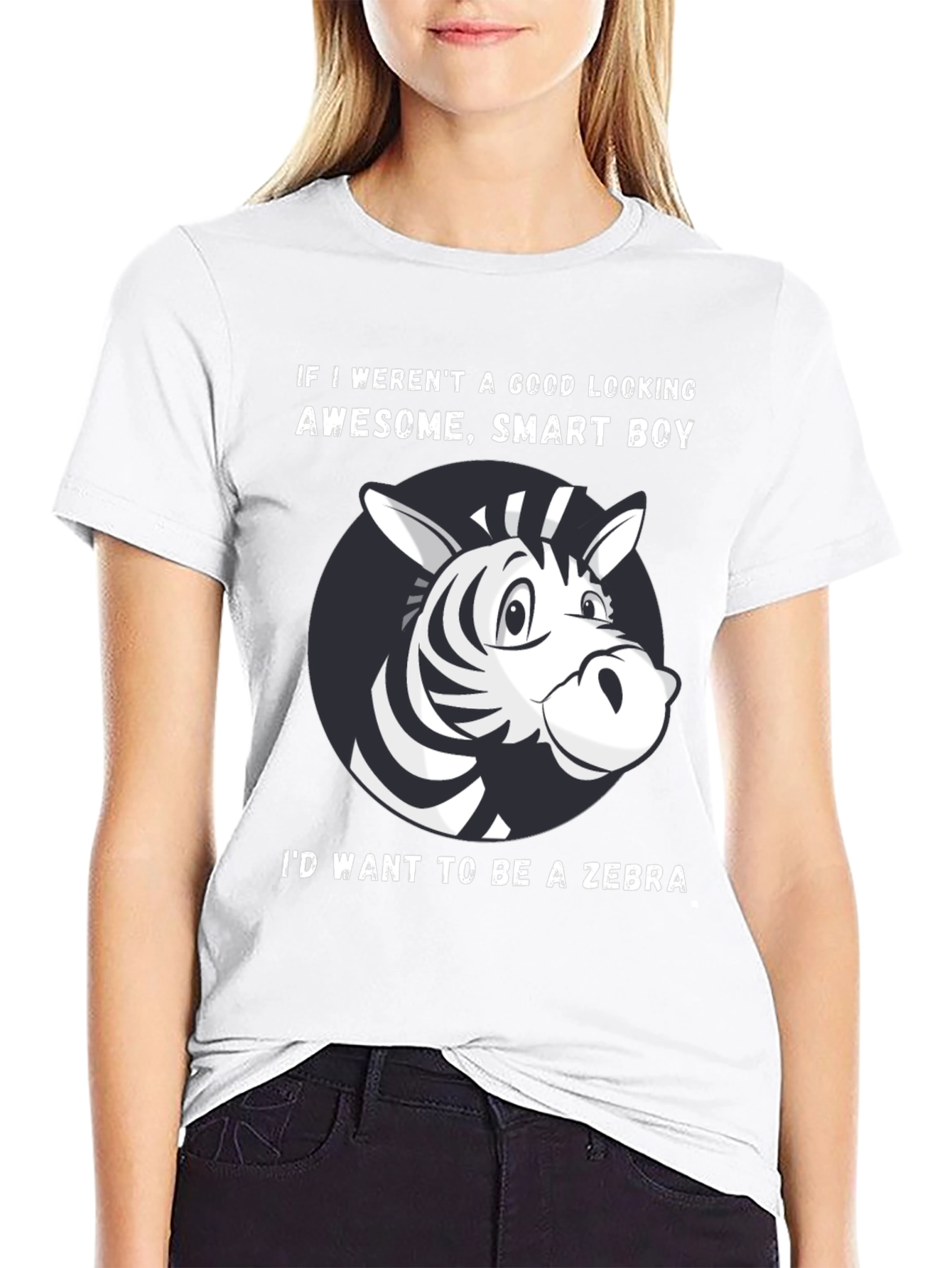 Black Funny Zebra Graphic T-Shirt view 9