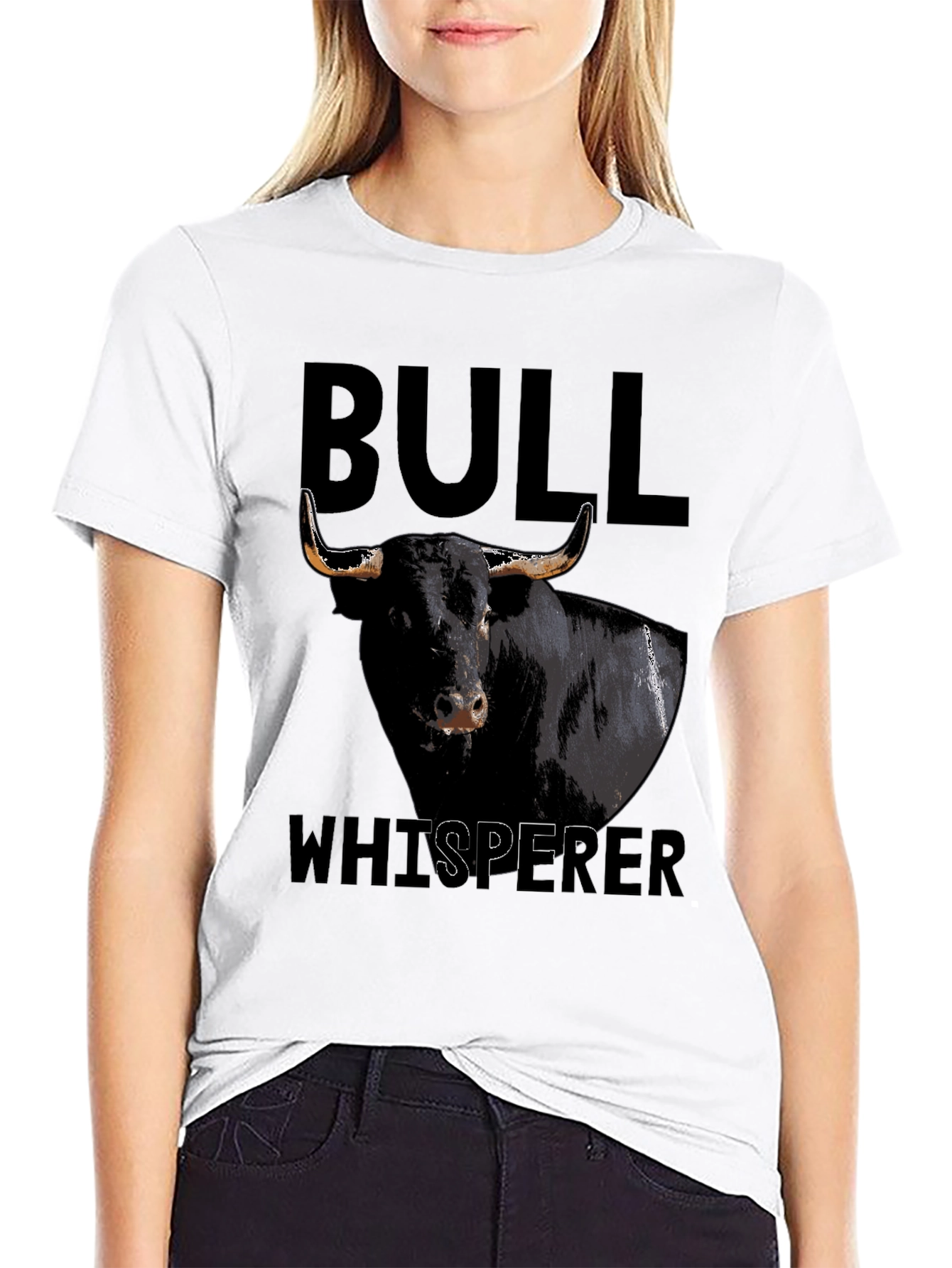 Black Bull Whisperer Graphic Tee - Black Cotton T-Shirt view 9