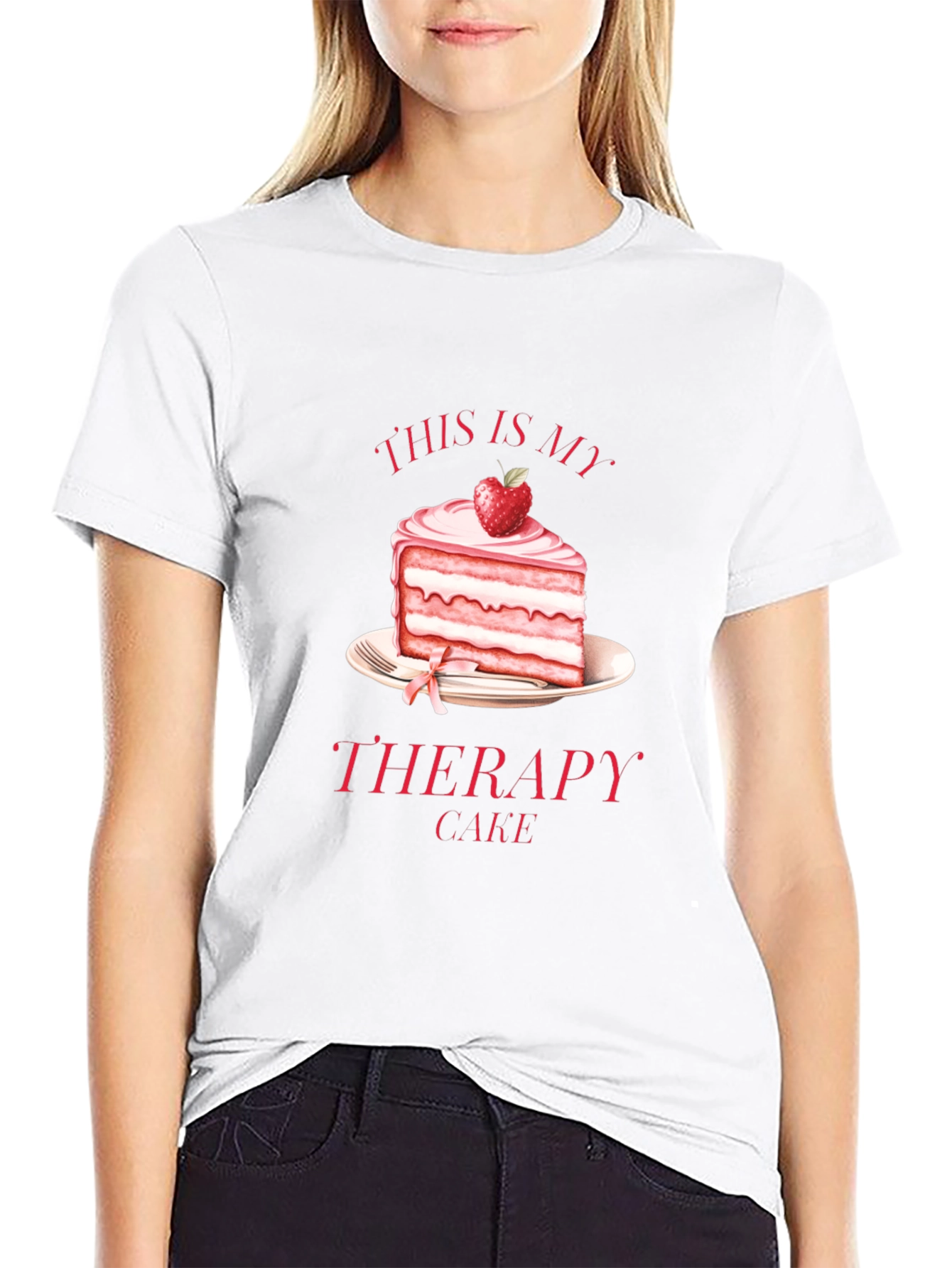 Black Therapy Cake T-Shirt - Funny Foodie Tee view 9