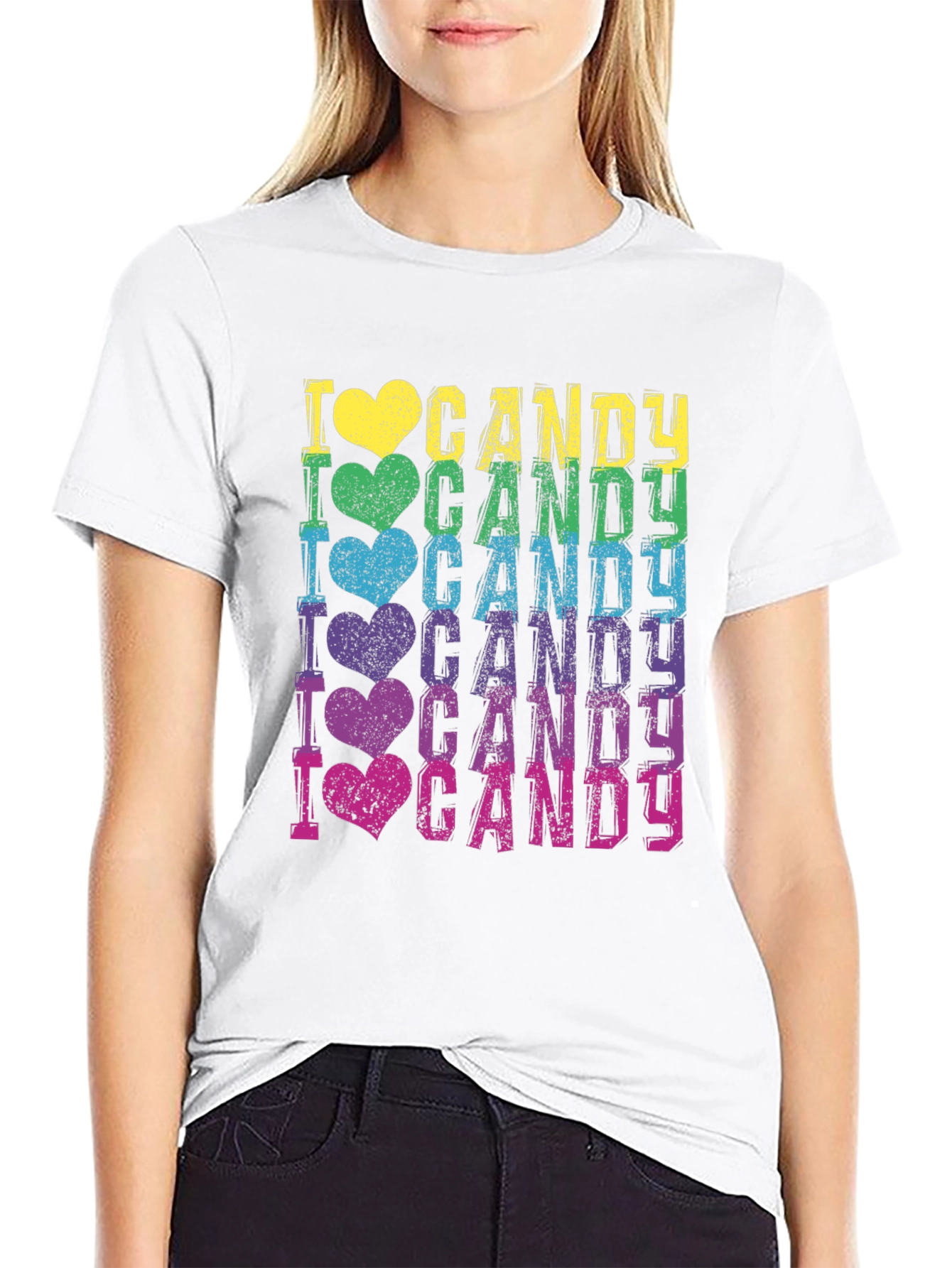 Black I Heart Candy Black T-Shirt - Rainbow Colors view 9
