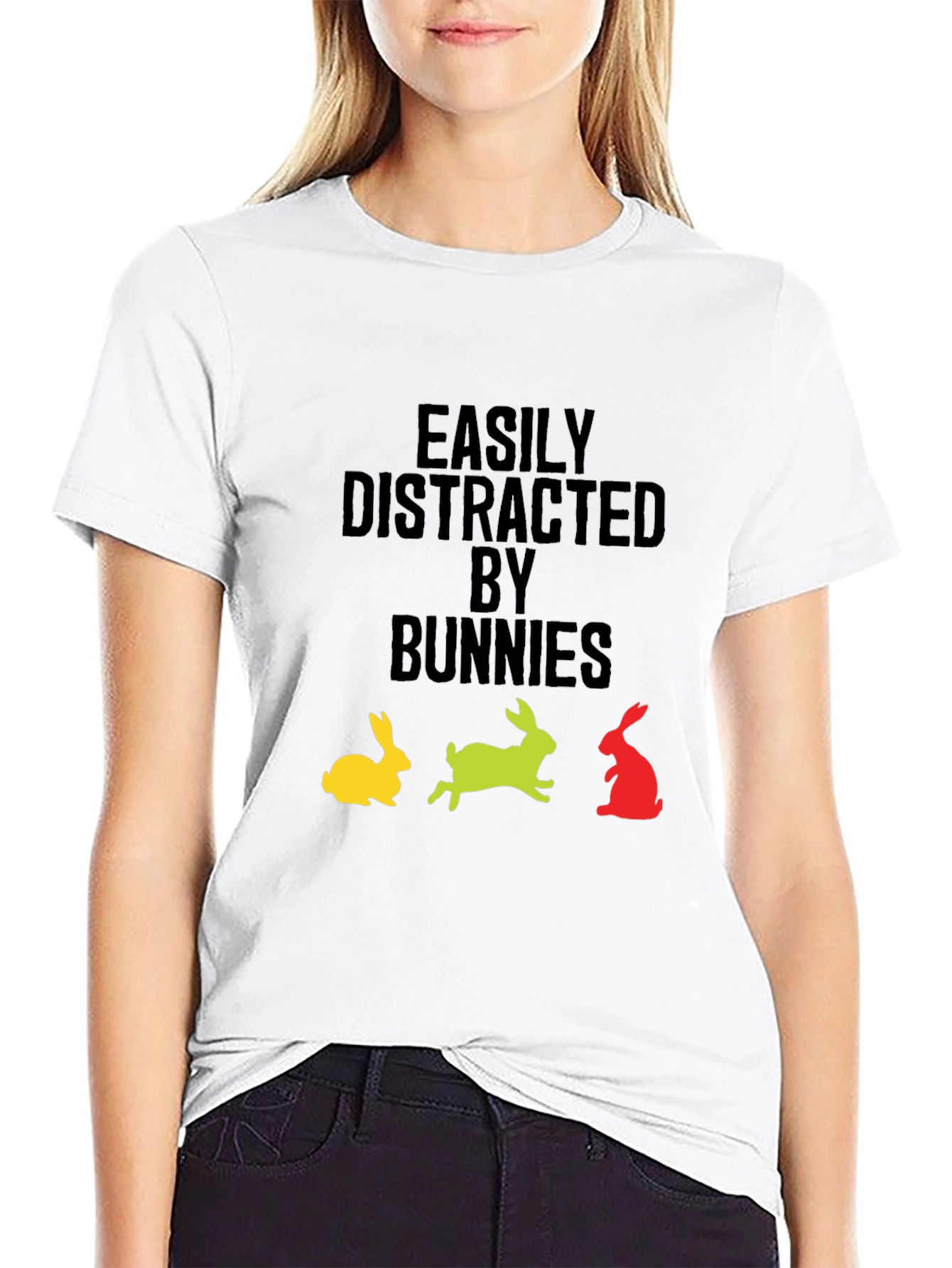 Black Easily Distracted By Bunnies Graphic T-Shirt view 9