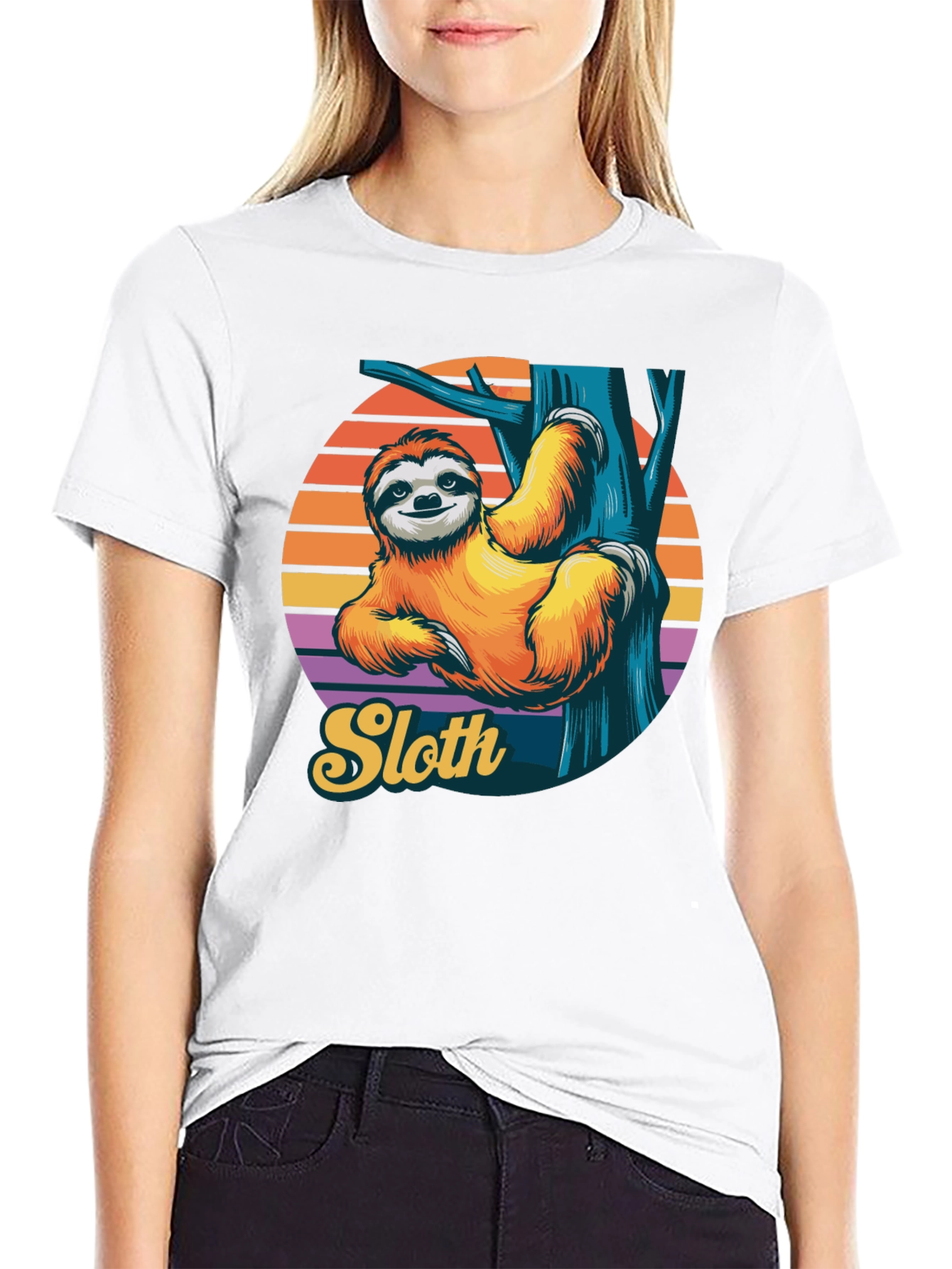 Black Sloth Graphic Tee - Relaxed Retro Style Shirt view 9