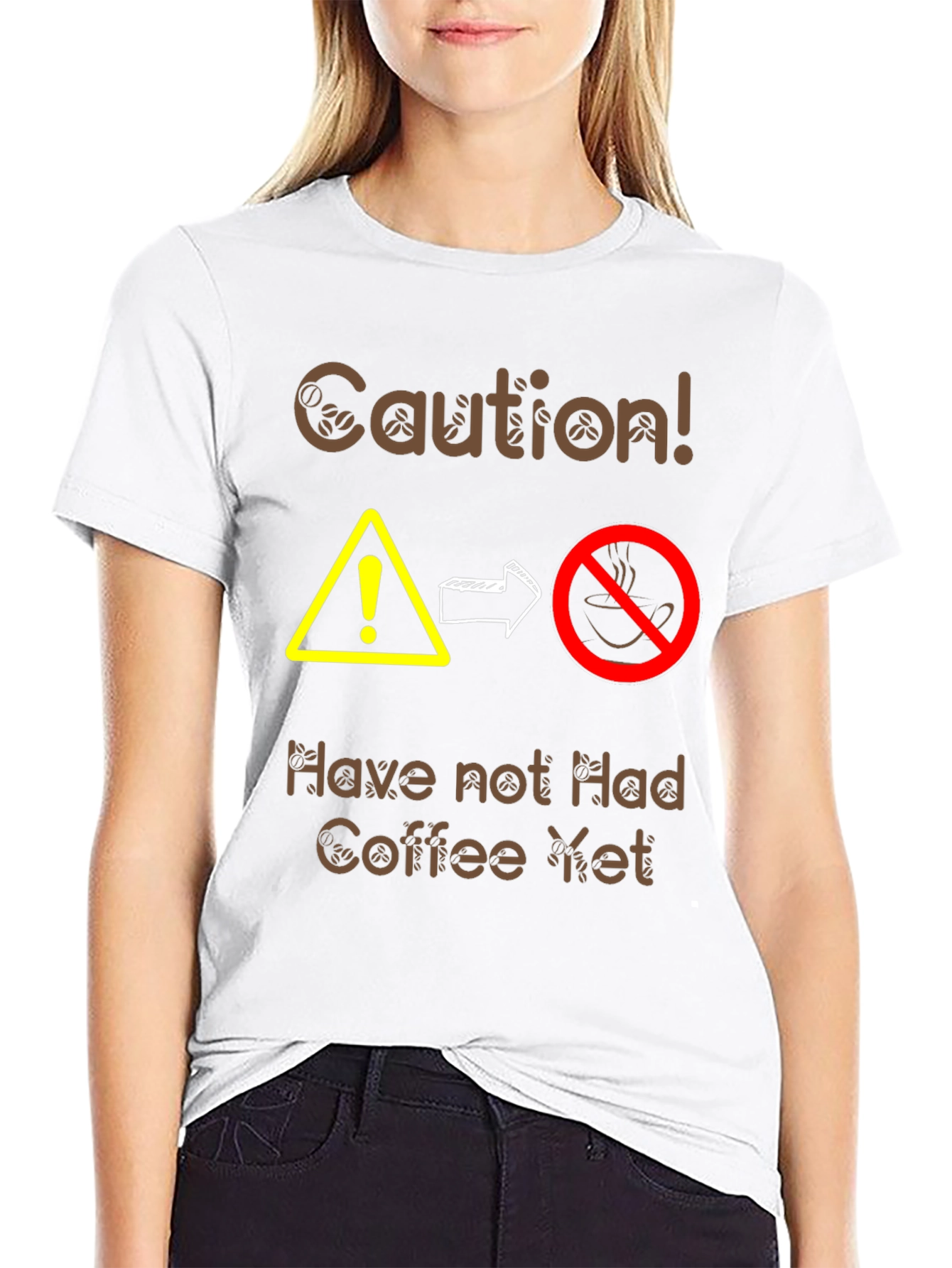 Black Caution Coffee T-Shirt - Funny Caffeine Warning Tee view 9