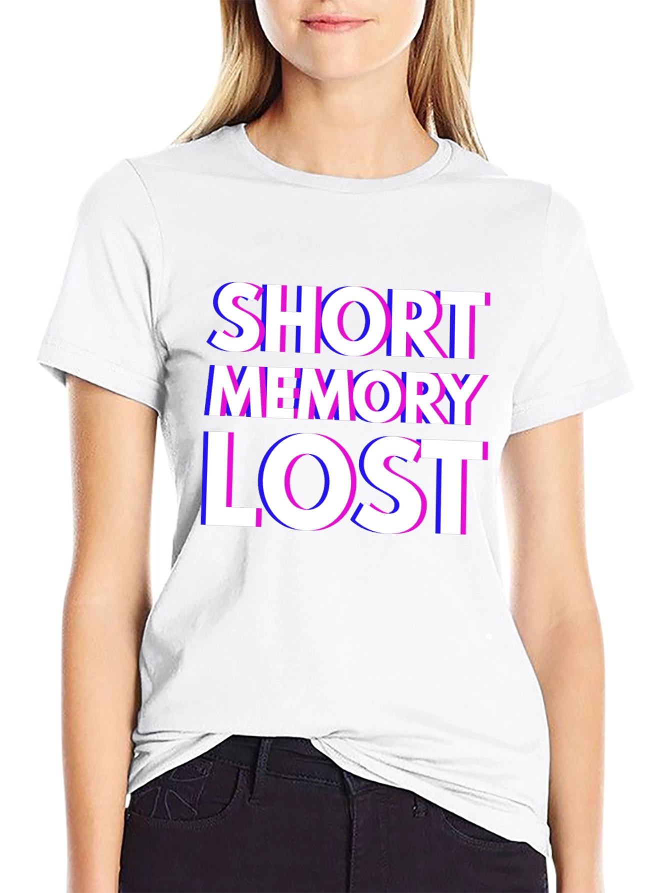 Black Short Memory Lost Graphic Tee - Novelty Humor T-Shirt view 9